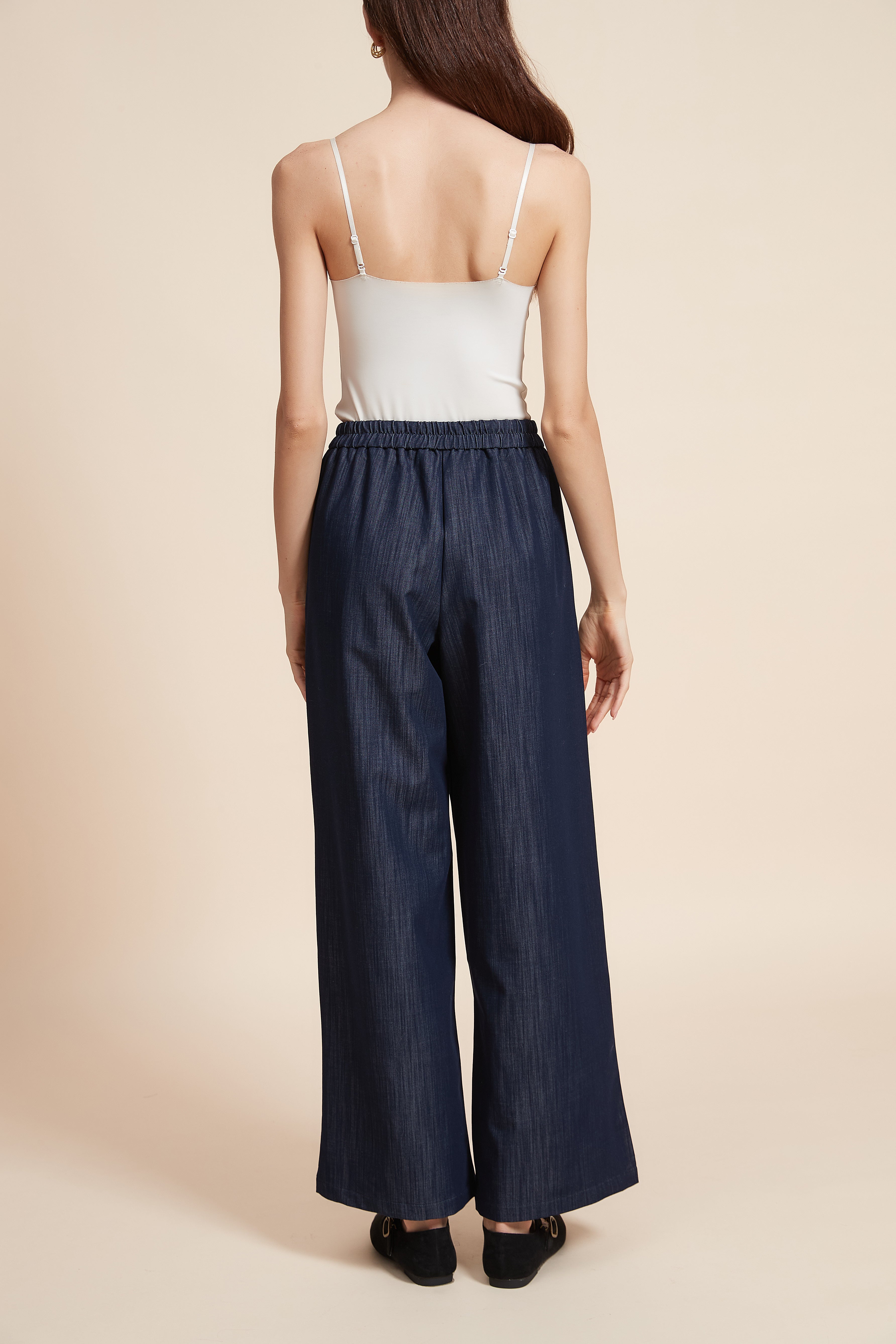 Plain Wide-Leg Long Pants