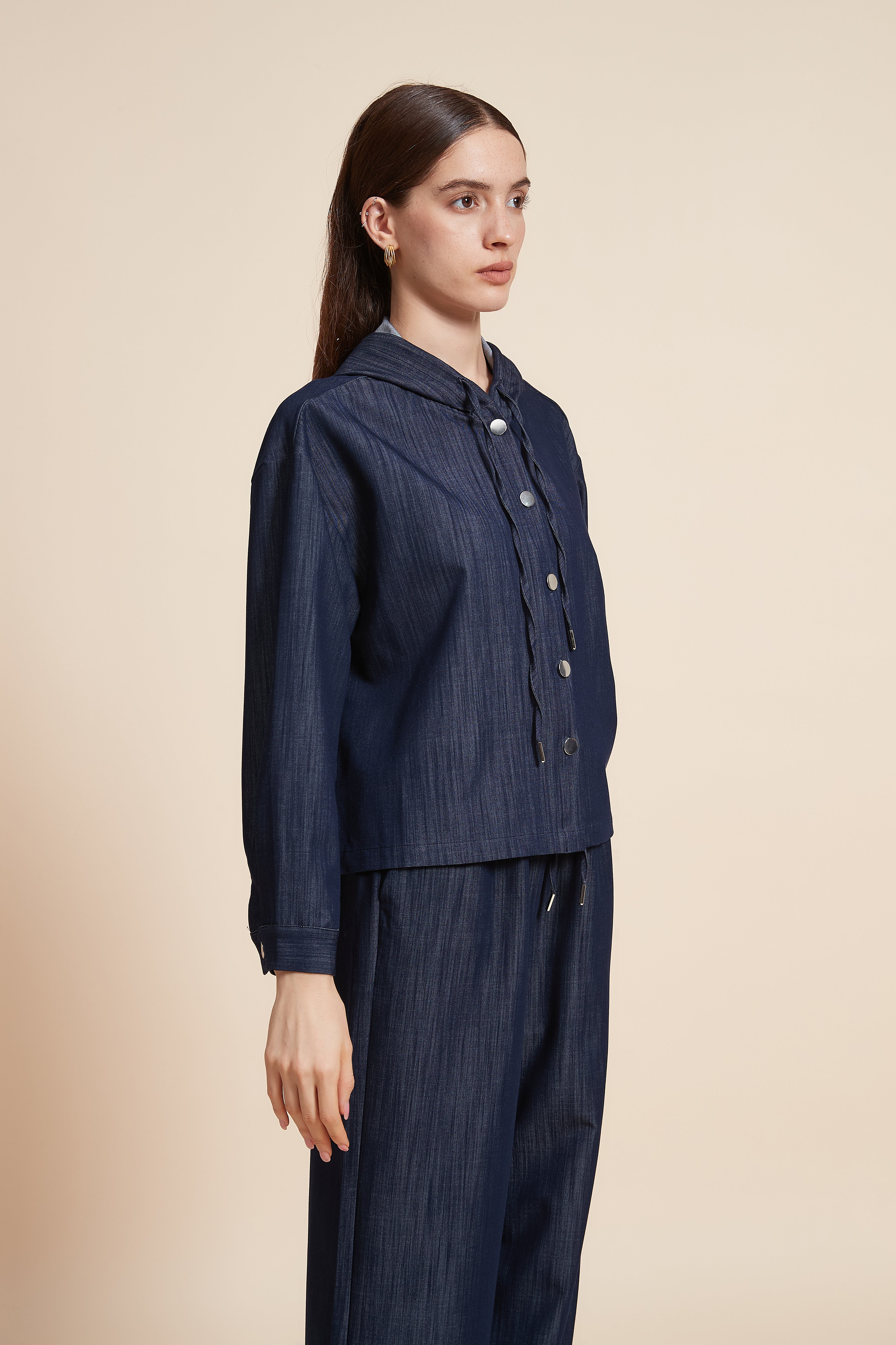 Plain Long Sleeve Denim Jacket