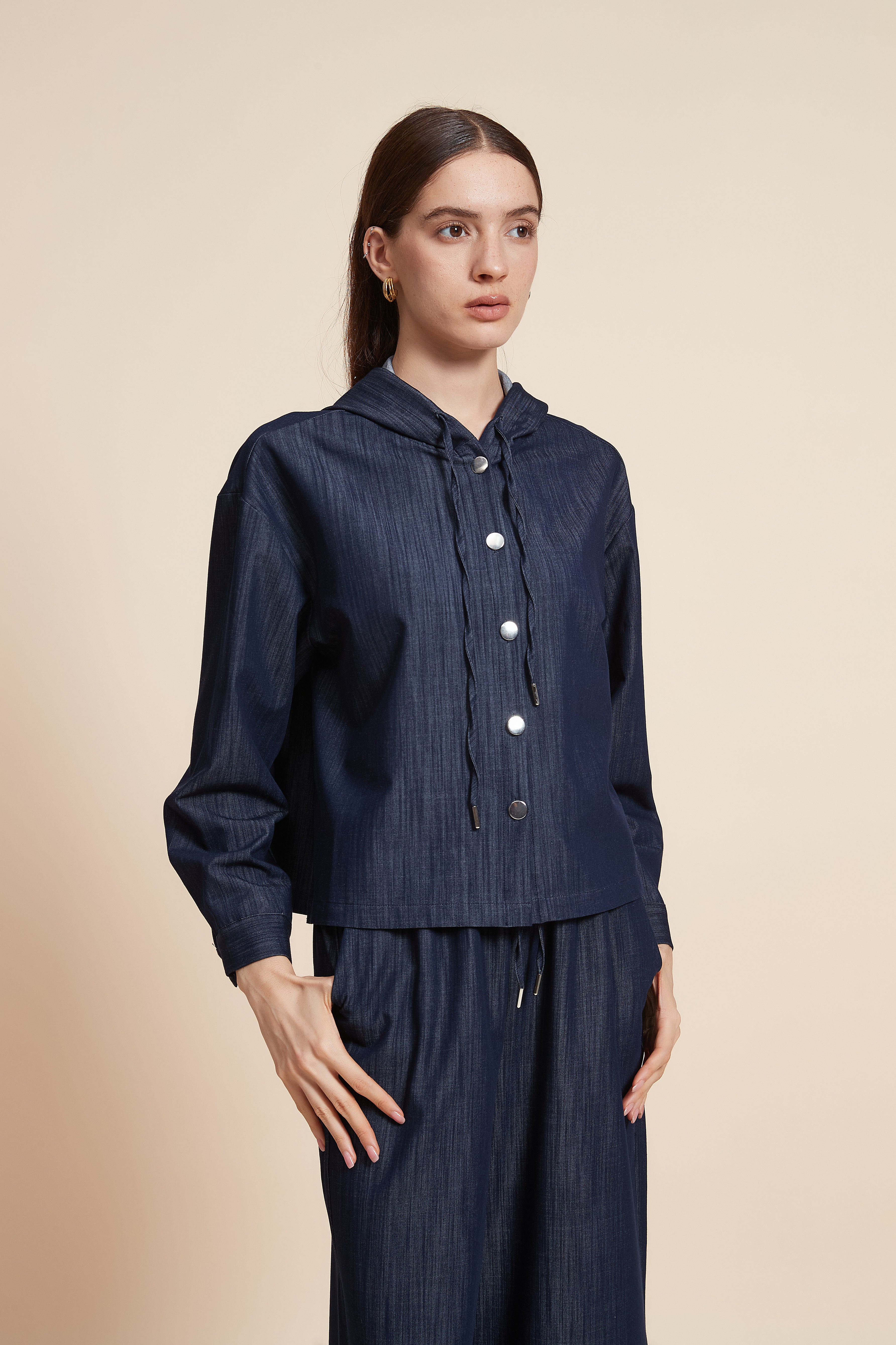 Plain Long Sleeve Denim Jacket