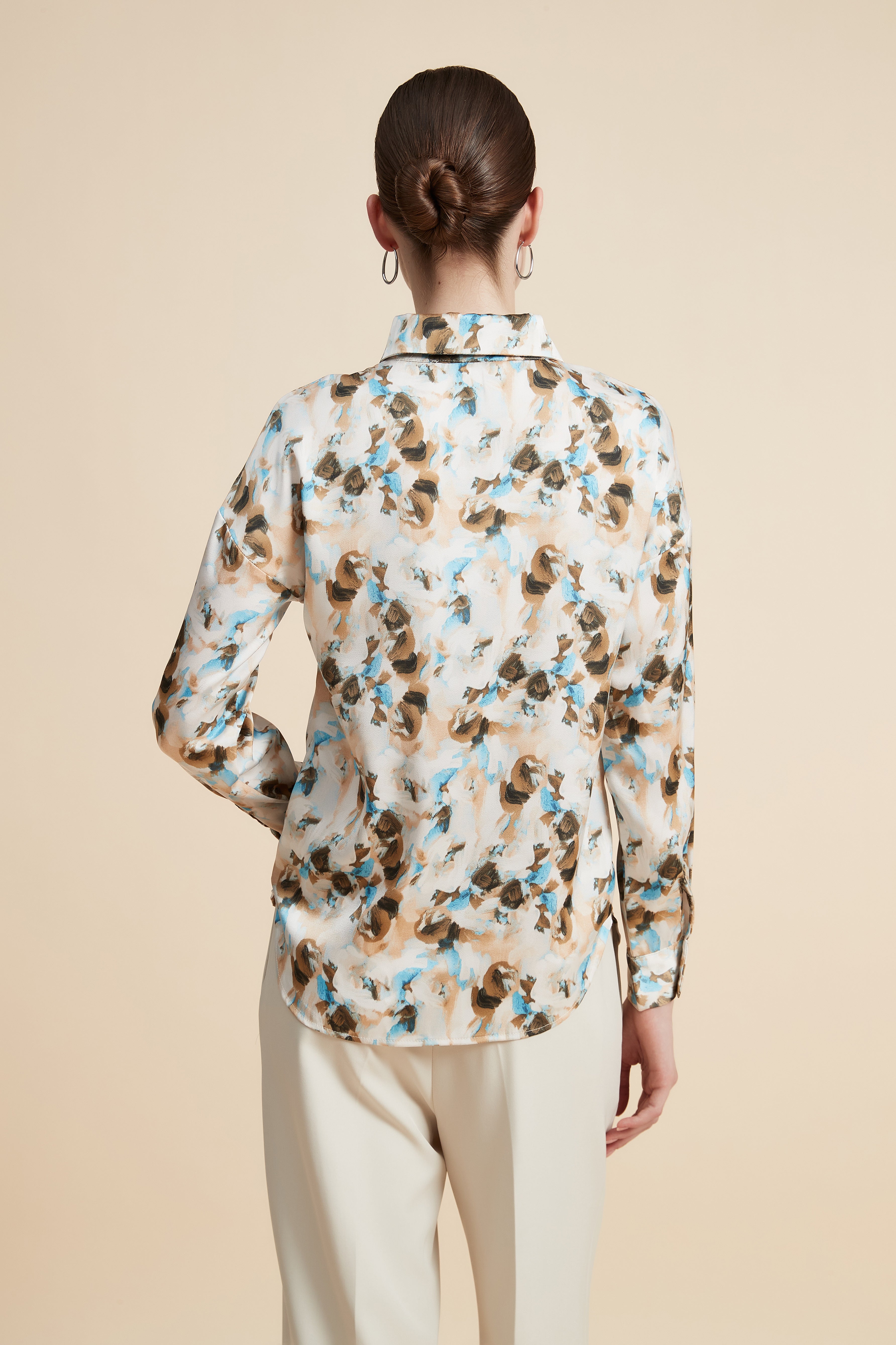 Floral Long Sleeve Blouse with Front Buttons