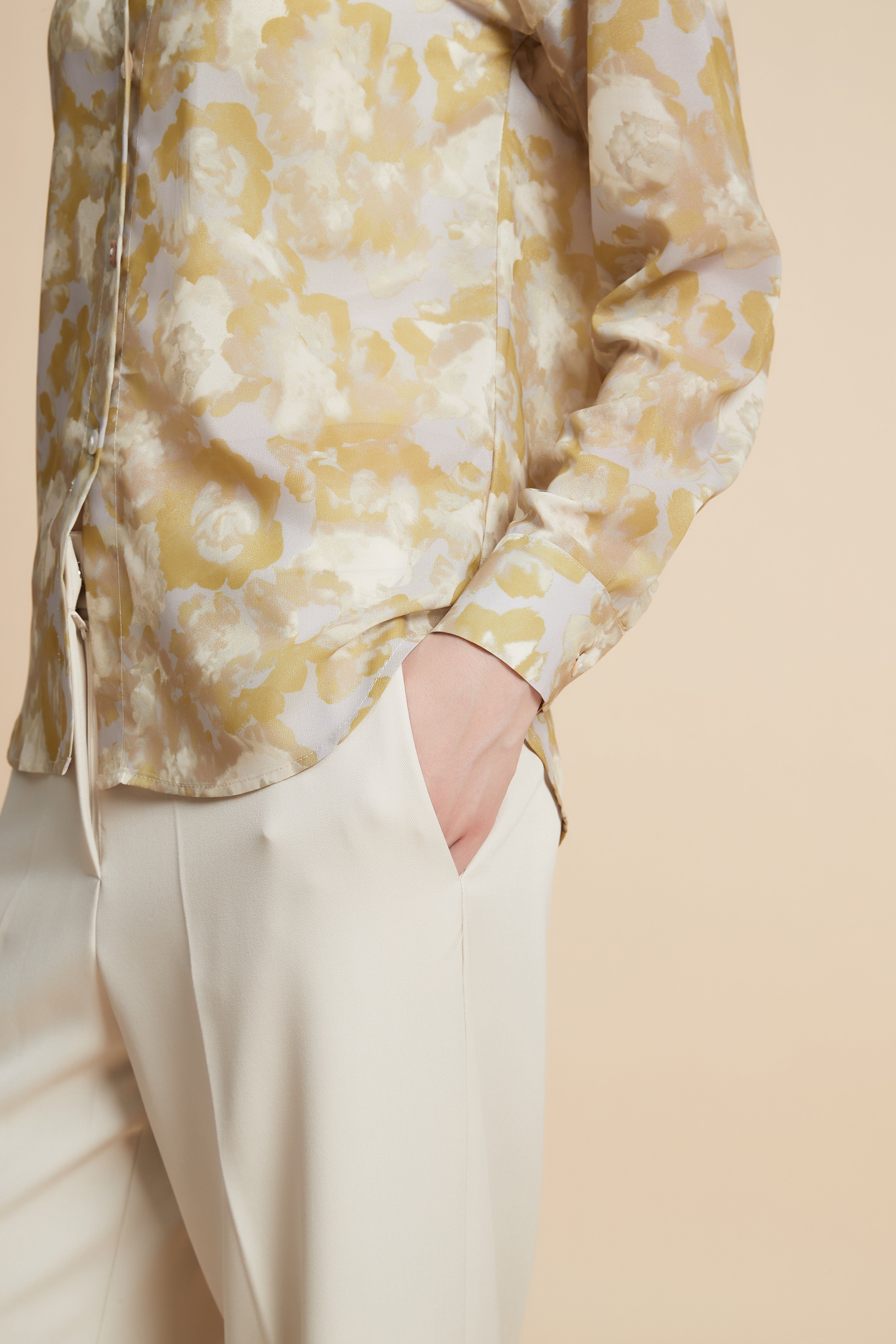 Floral Long Sleeve Blouse with Front Buttons