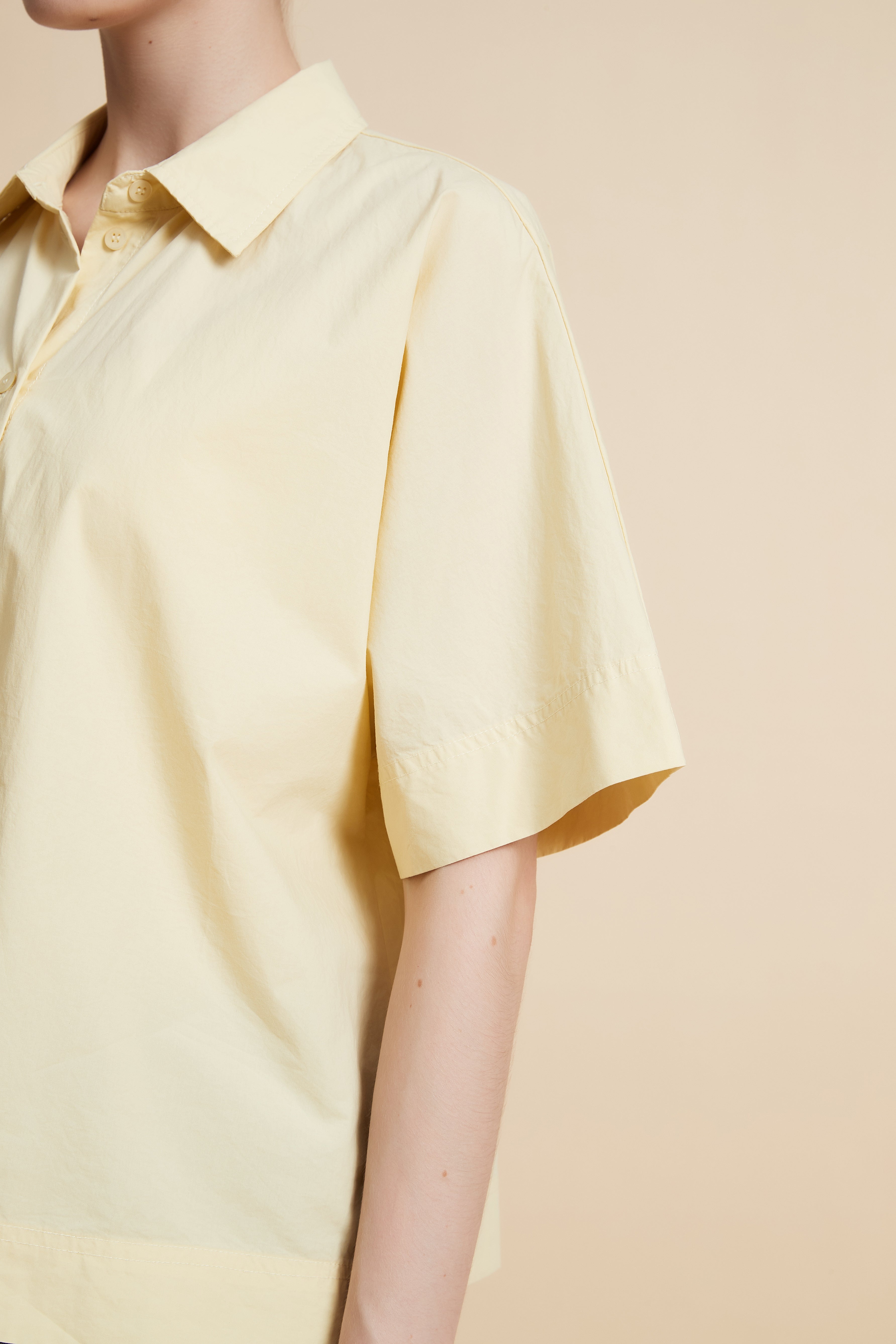 Solid Half Sleeve Blouse with Front Buttons