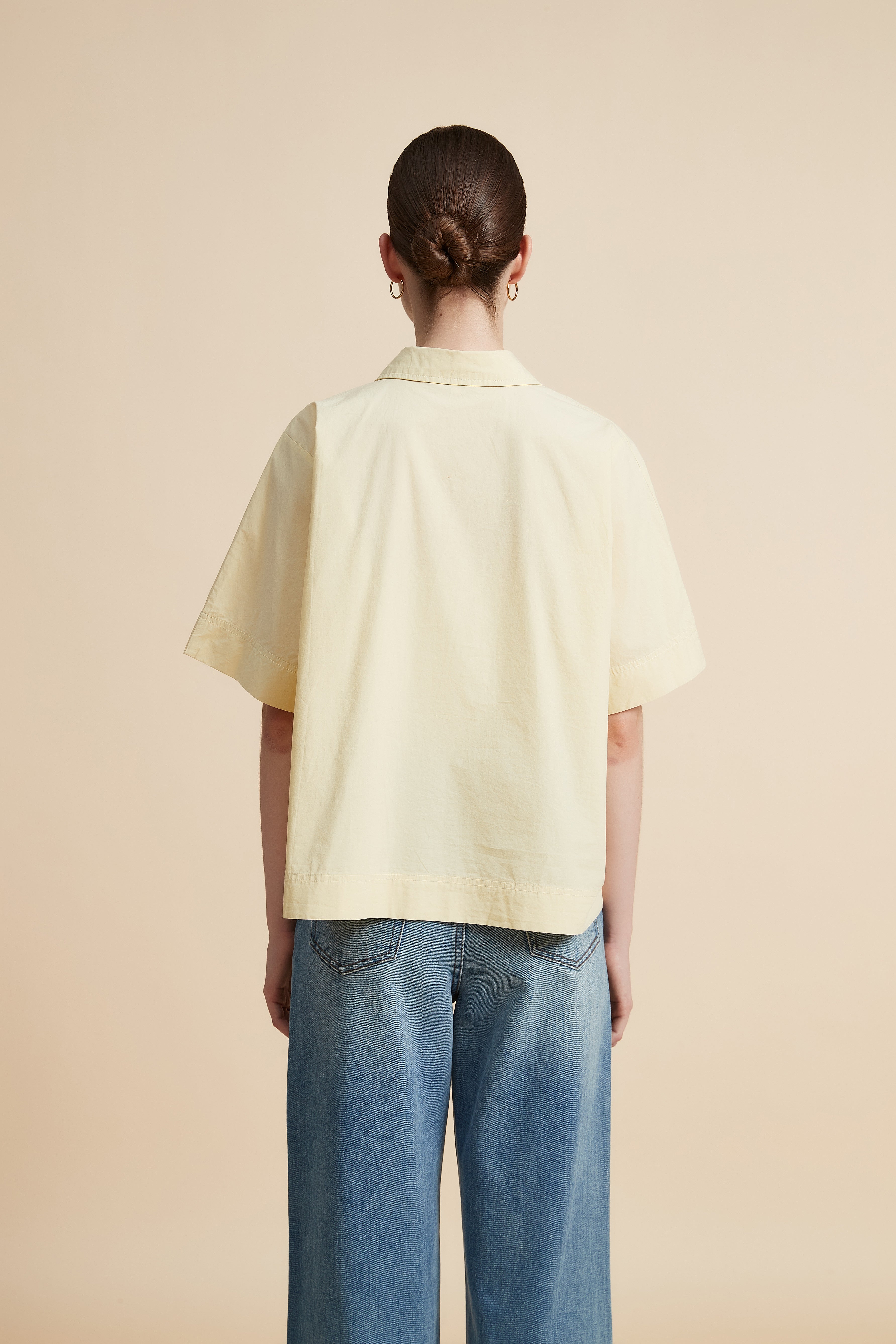 Solid Half Sleeve Blouse with Front Buttons