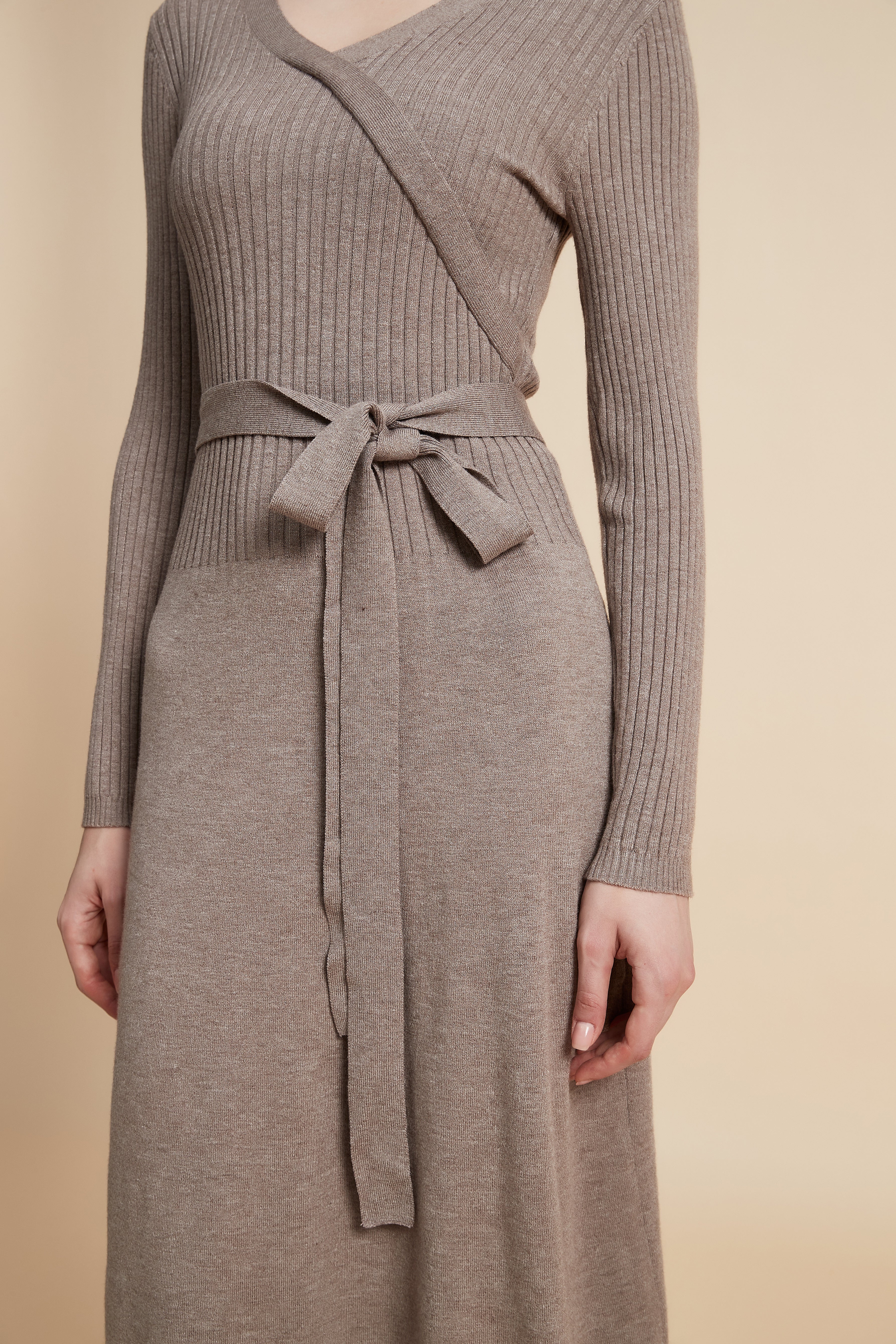 Solid Wrap Dress with Belt