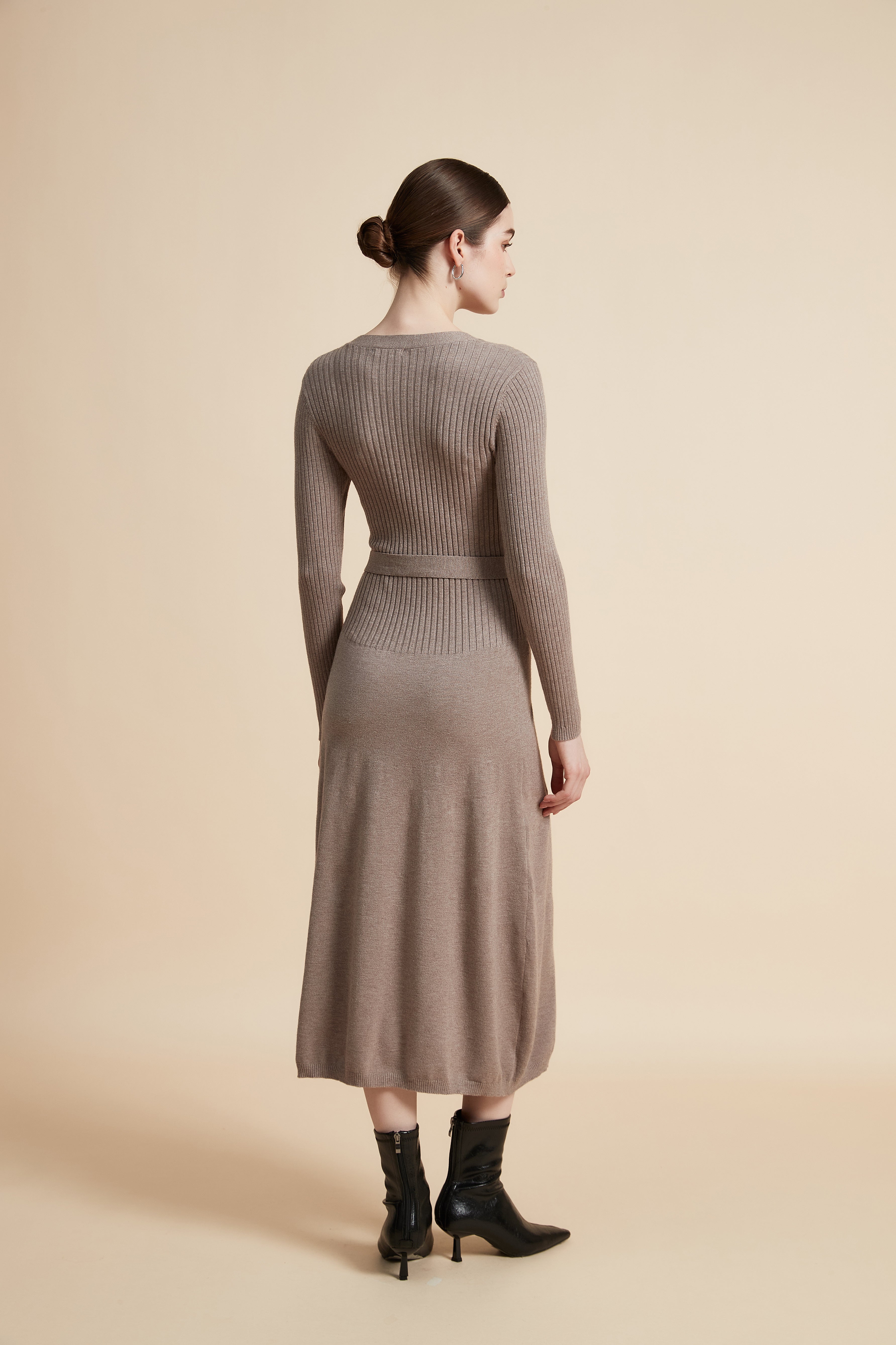 Solid Wrap Dress with Belt