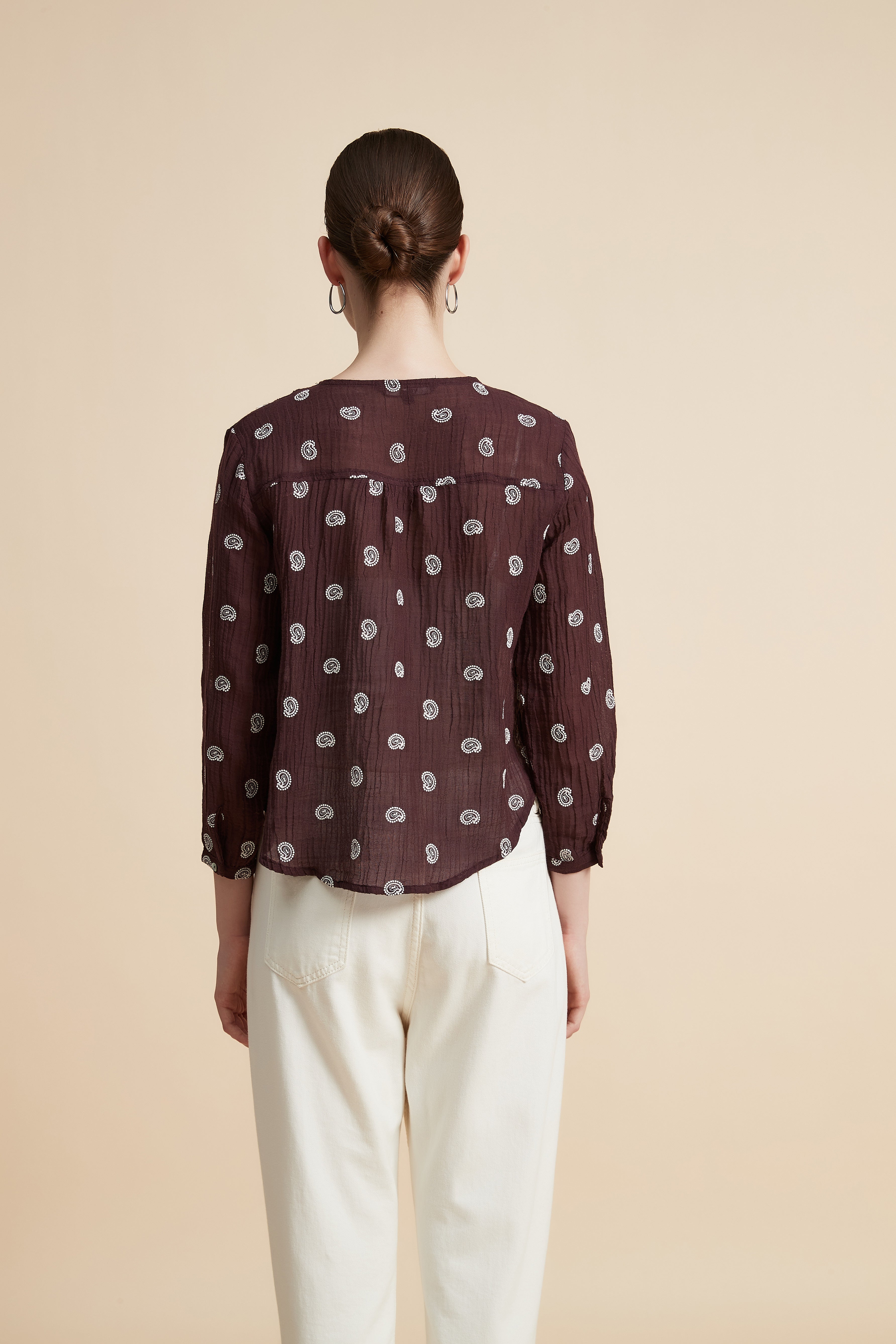 V-Neck Printed 3/4 Sleeve Blouse