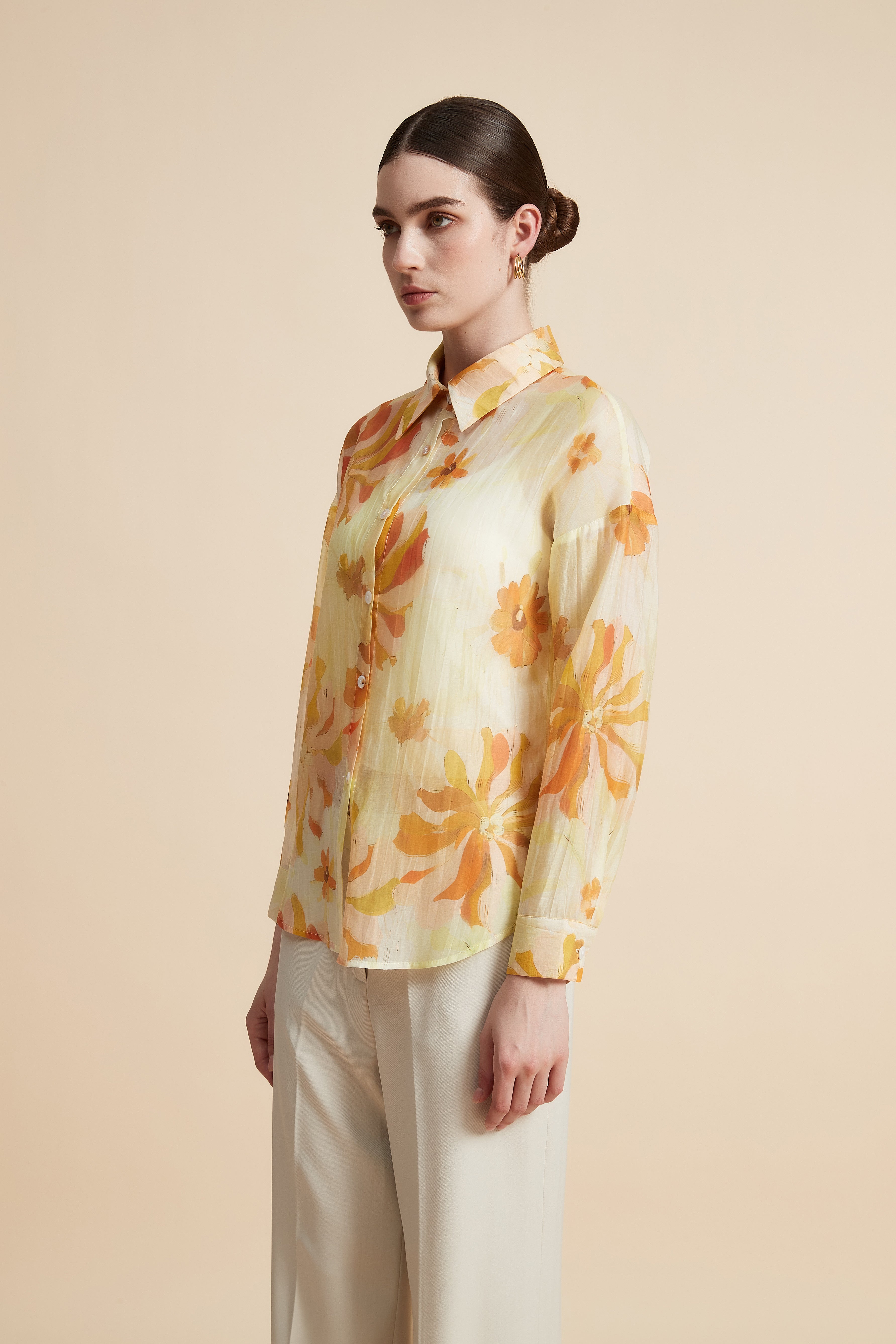 Women's Printed Blouse with Shirt Collar