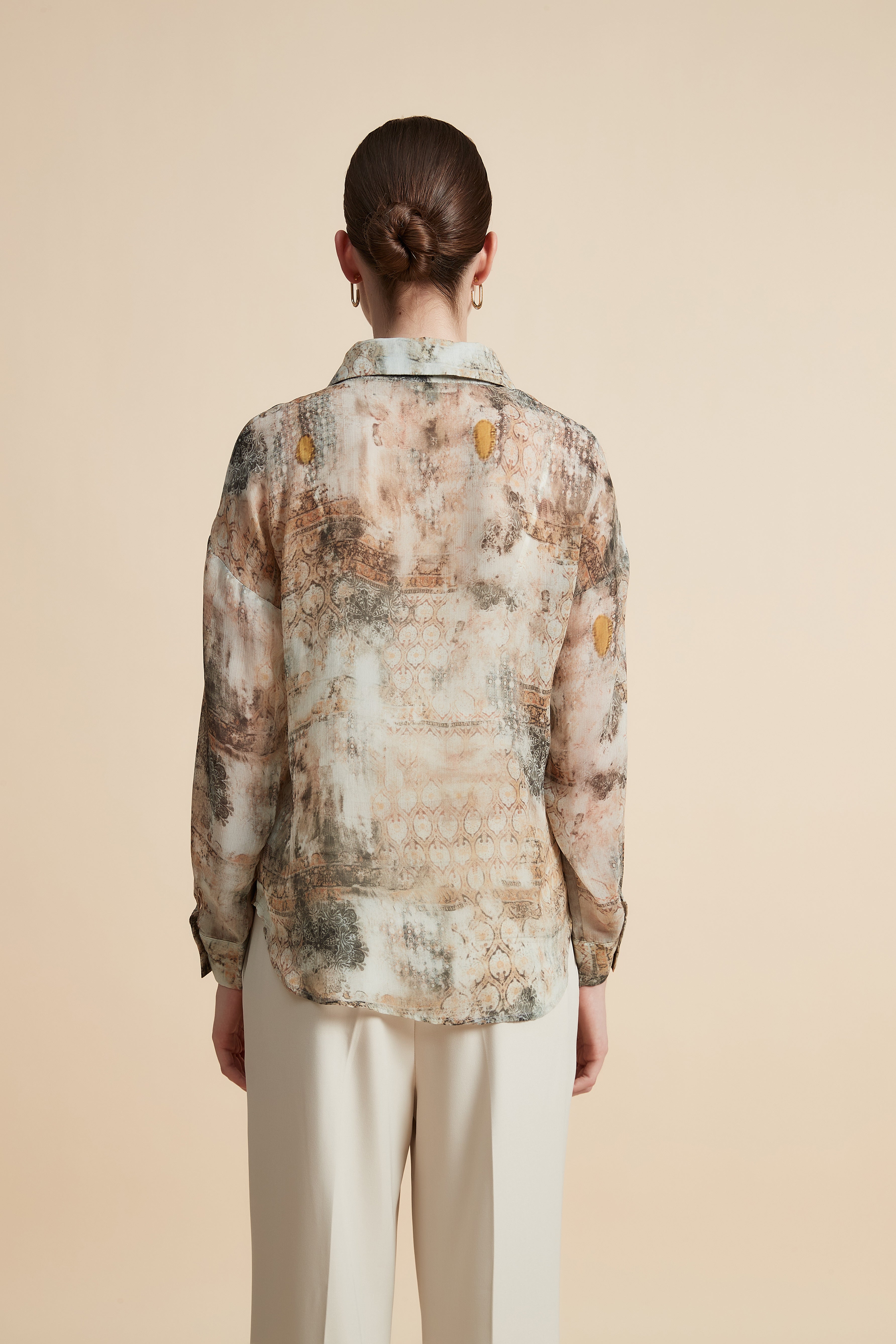 Floral Long Sleeve Blouse with Front Buttons