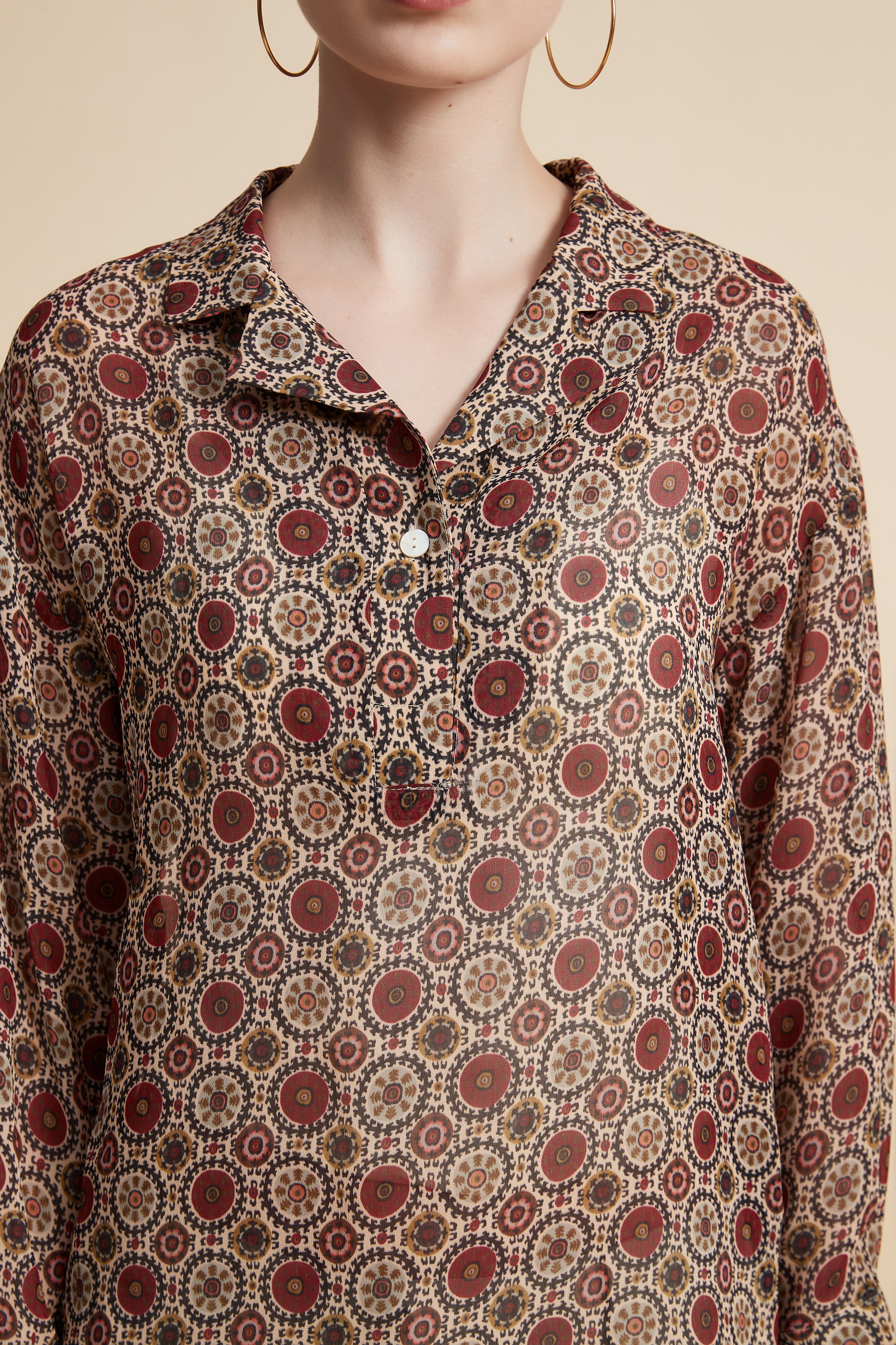 Women's Printed Blouse with Shirt Collar