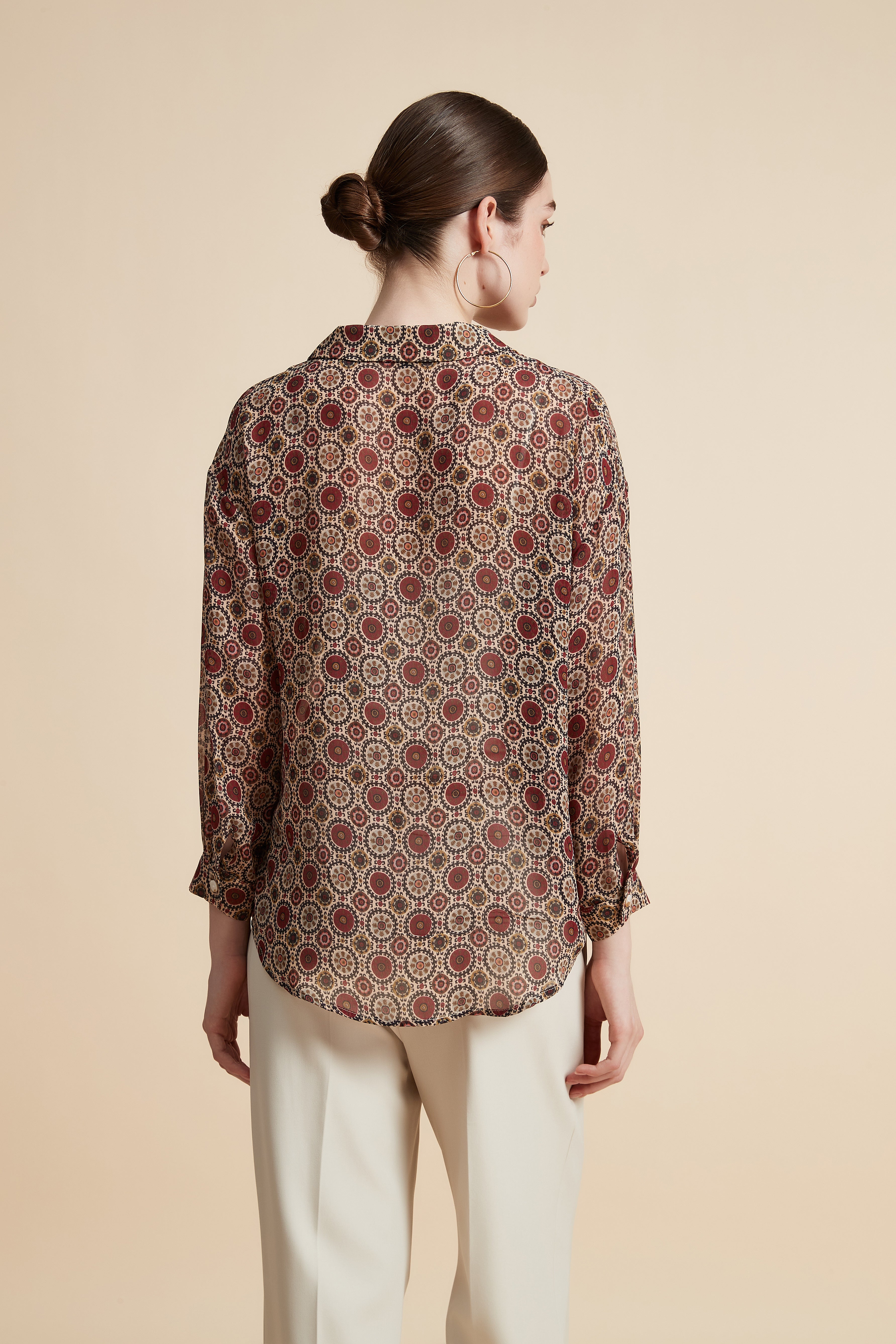 Women's Printed Blouse with Shirt Collar