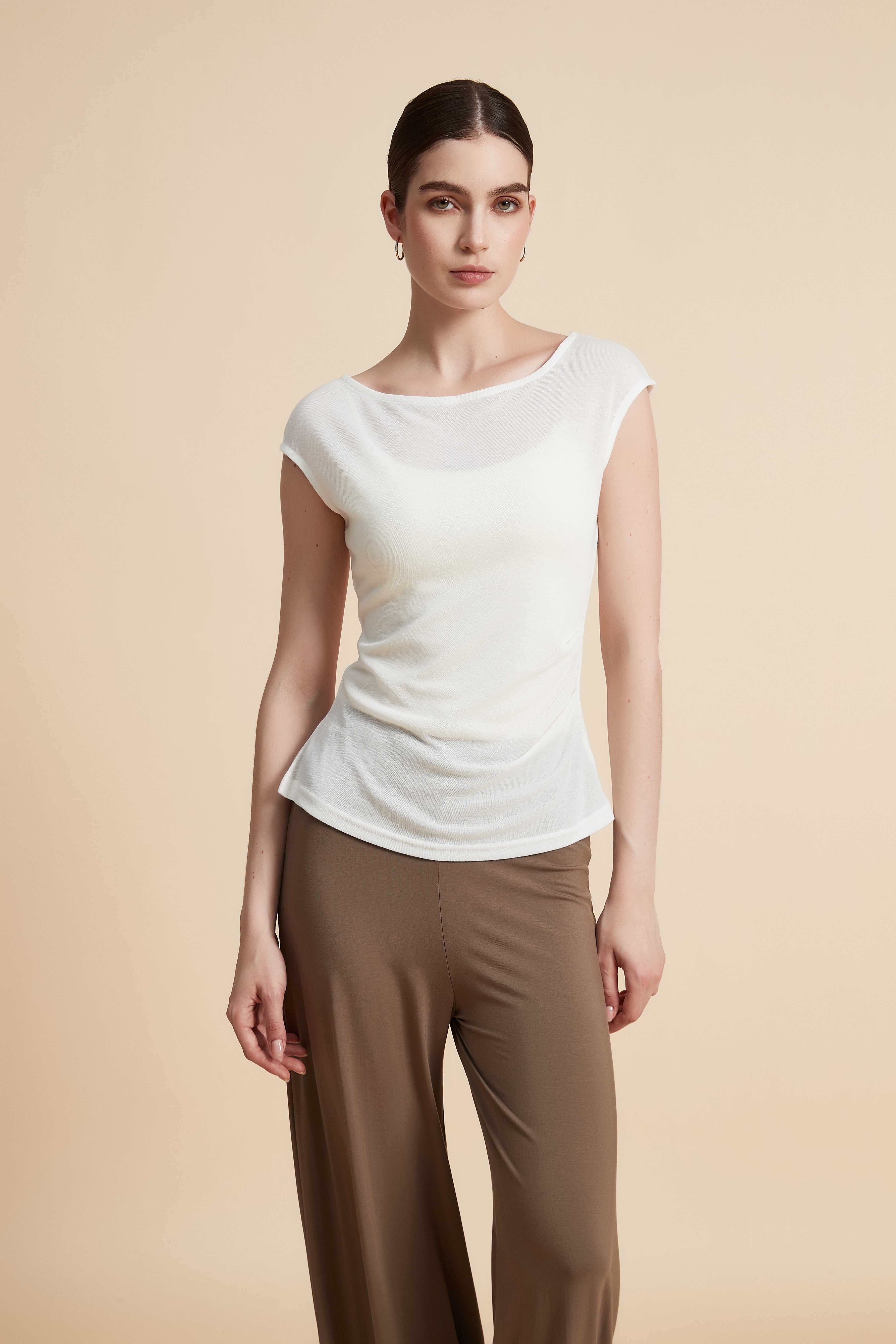 Sleeveless Top with Round Neck