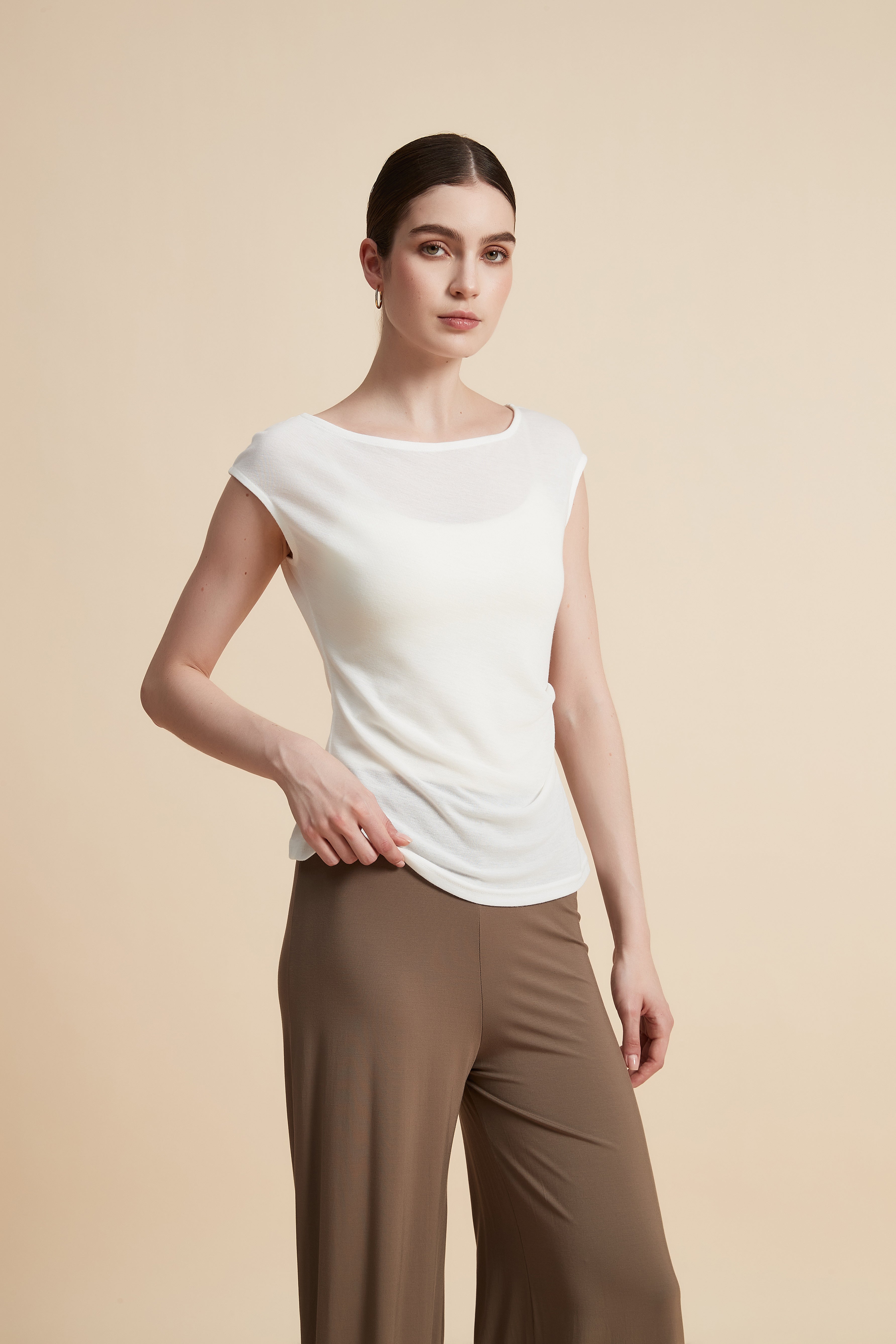 Sleeveless Top with Round Neck
