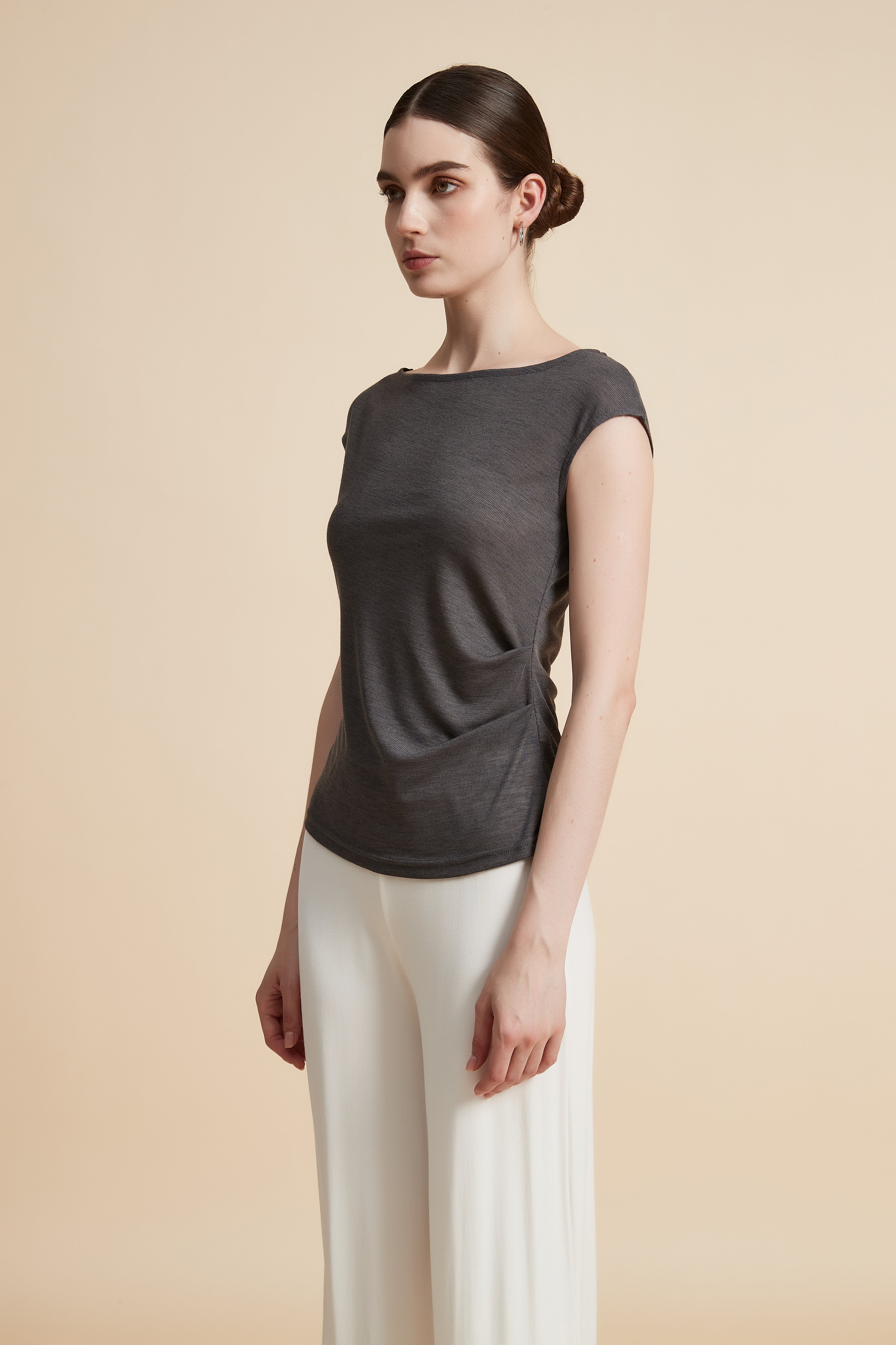 Sleeveless Top with Round Neck