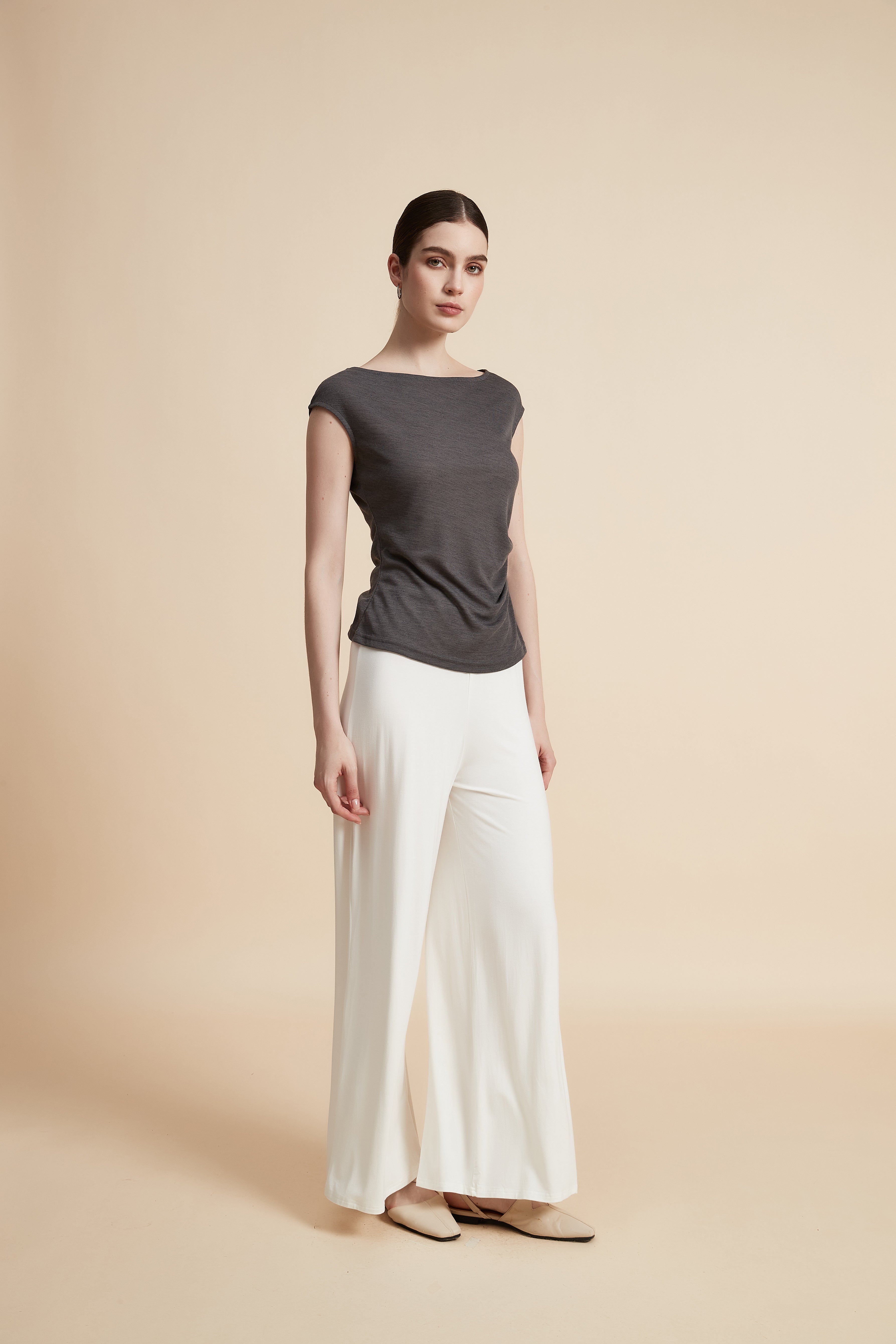 Sleeveless Top with Round Neck