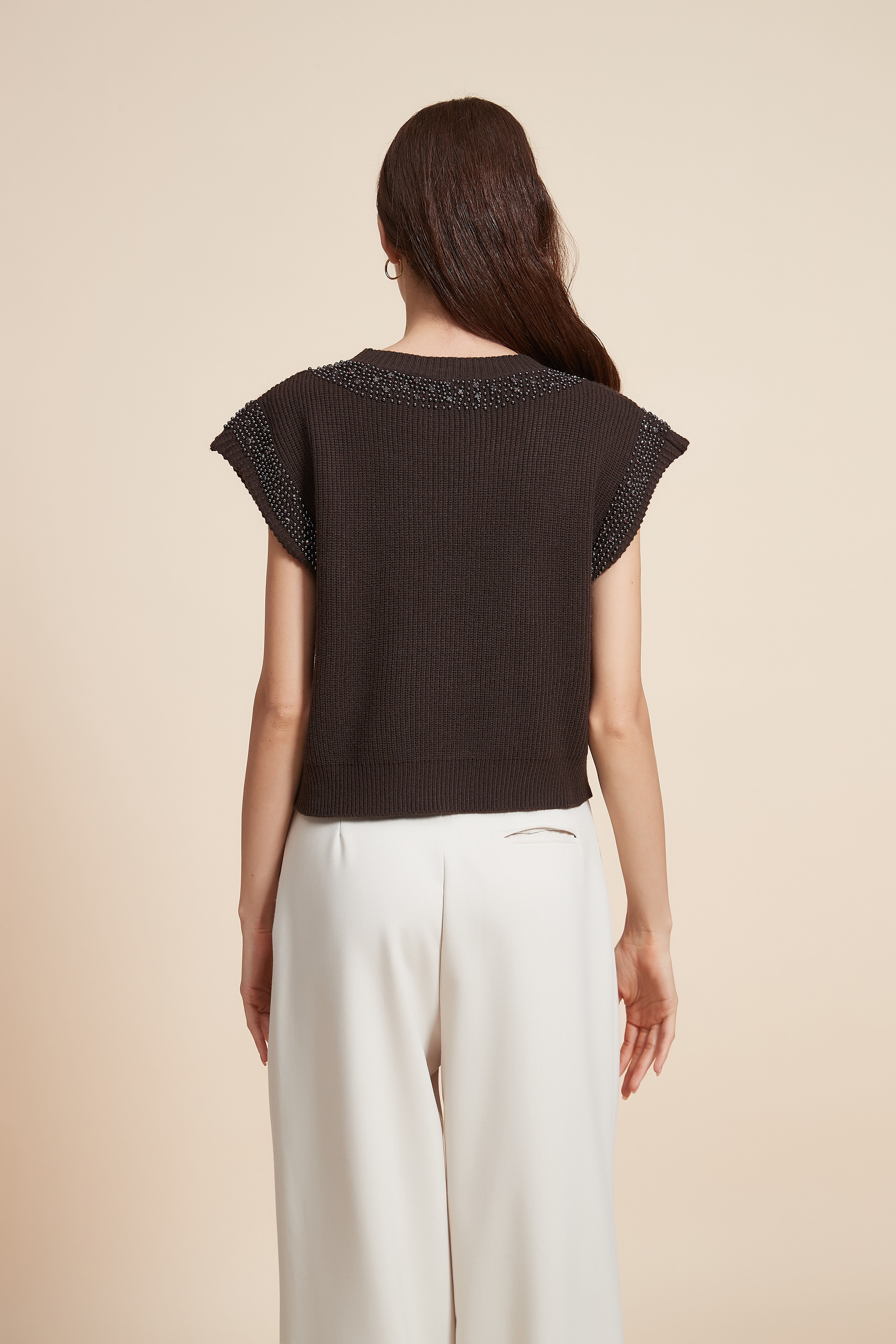 Embroidered Sleeveless Sweater