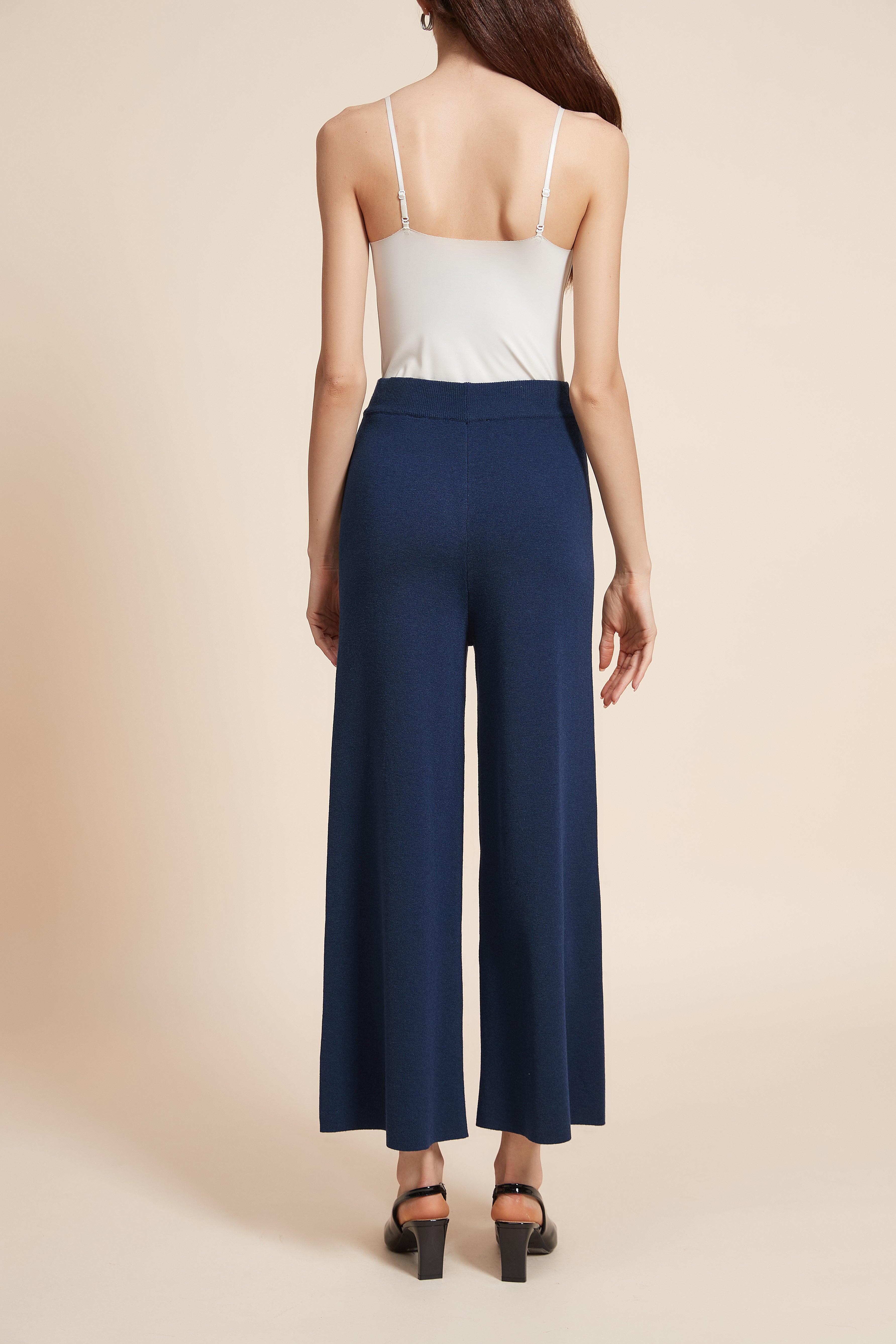 Plain Wide-Leg Long Pants