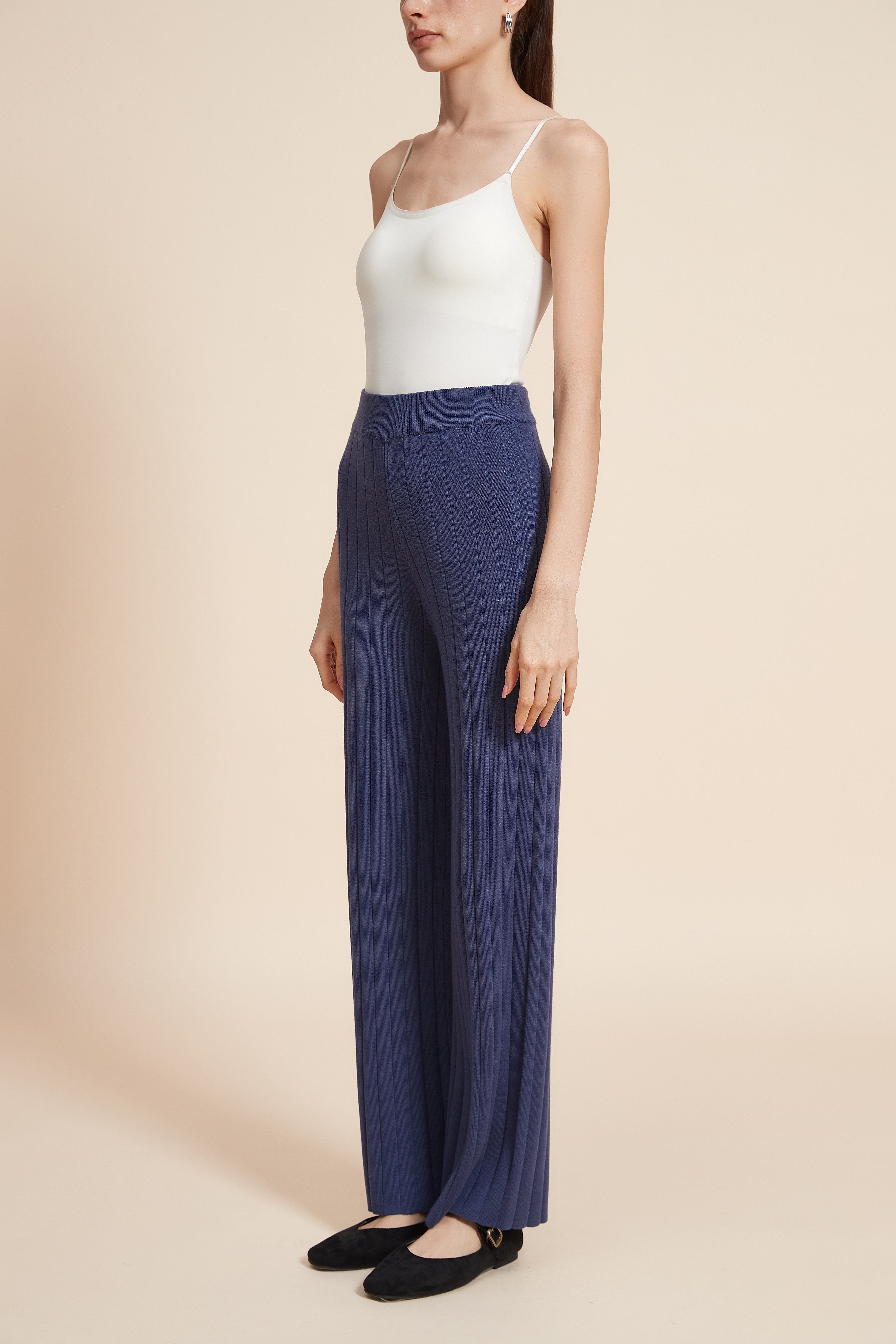 Plain Long  Ribbed Pants