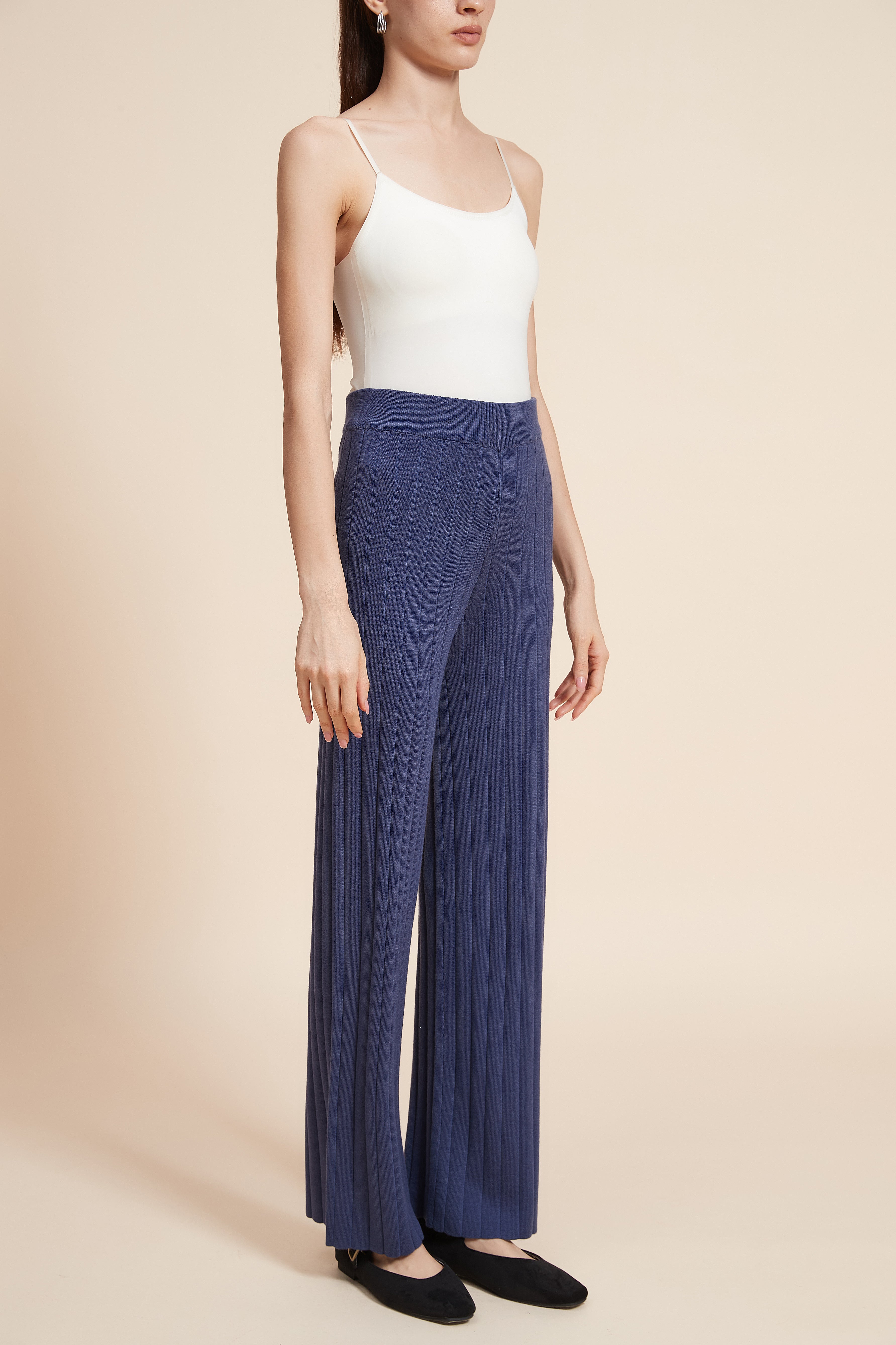 Plain Long  Ribbed Pants