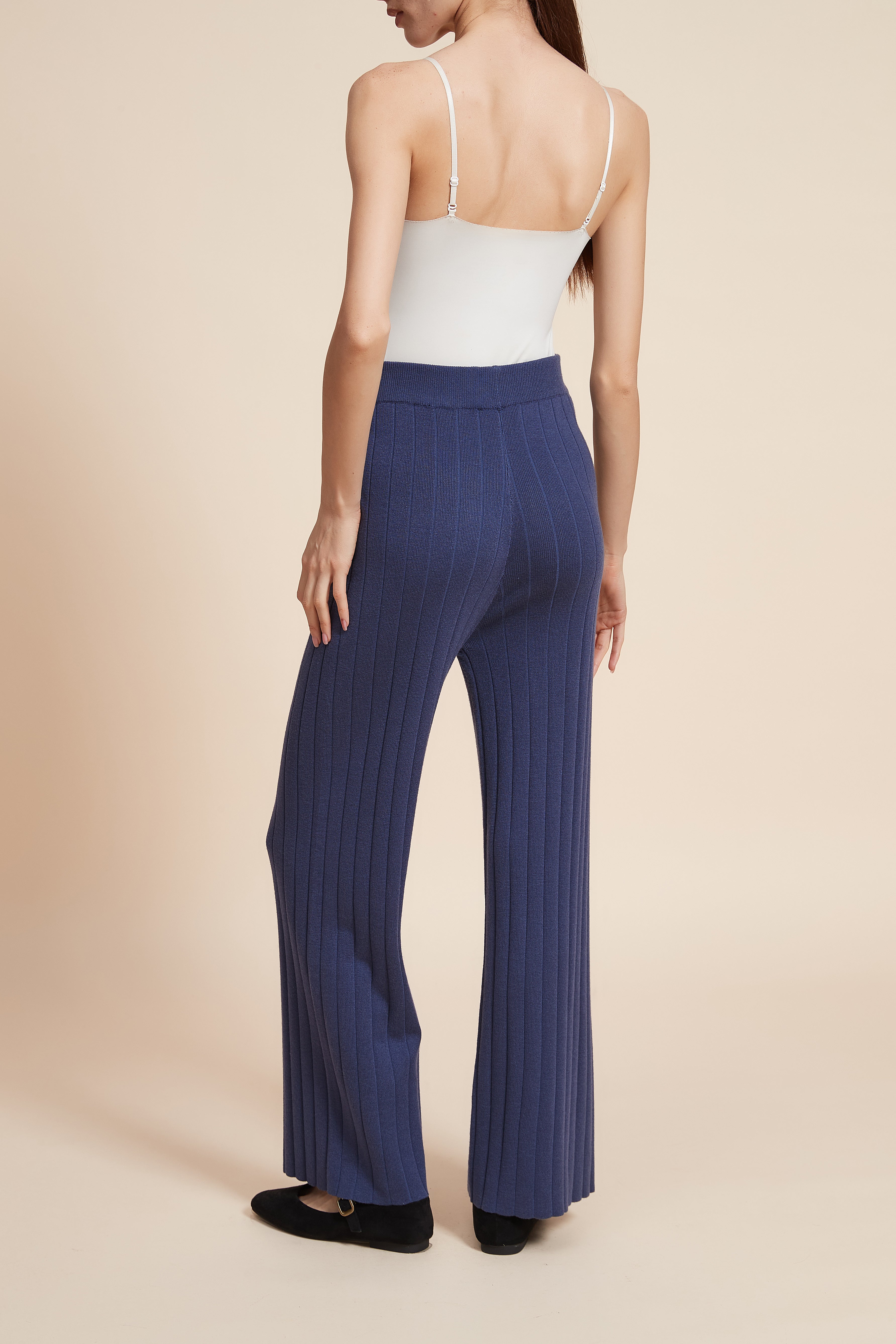Plain Long  Ribbed Pants