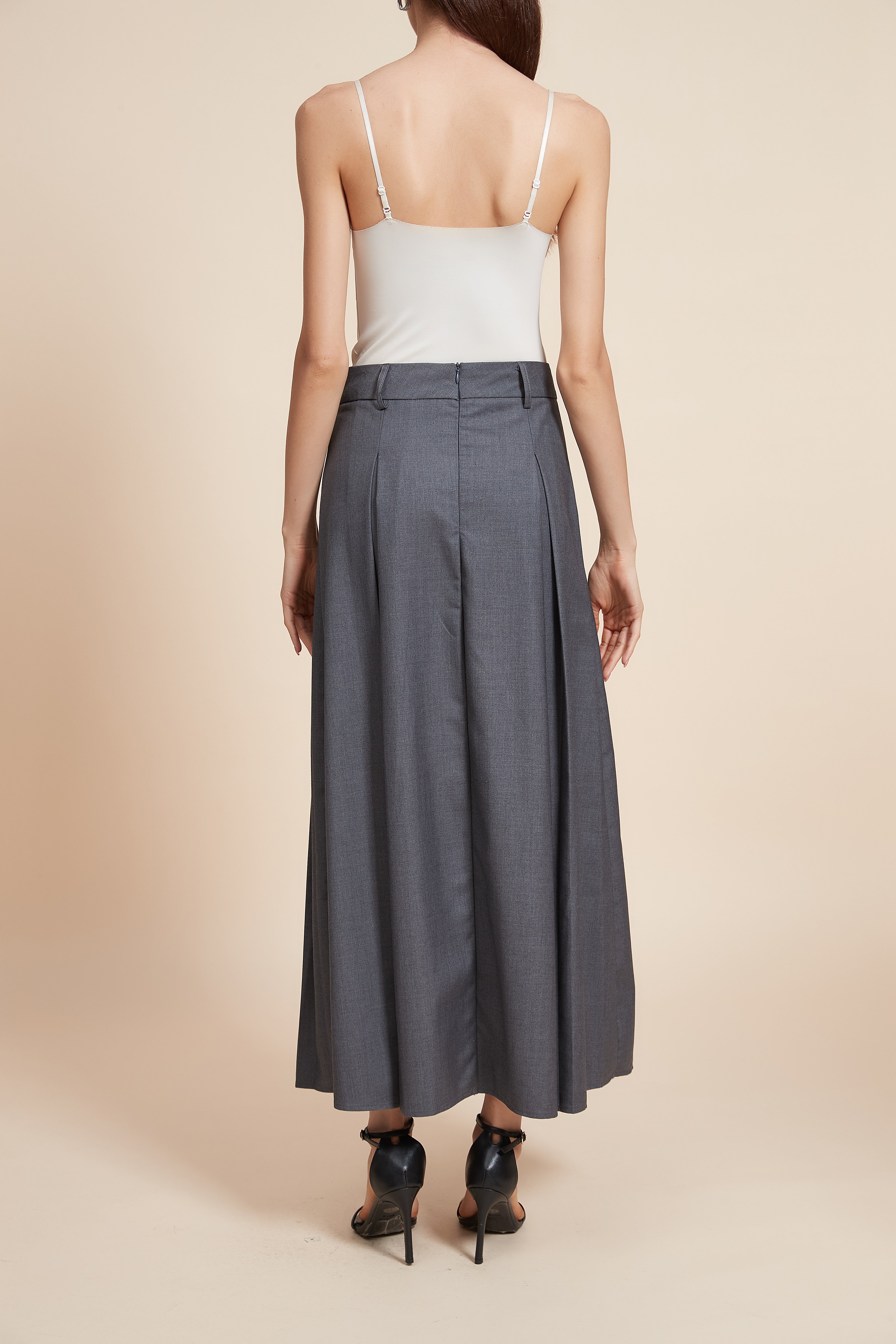 Plain Pleated Midi Skirt