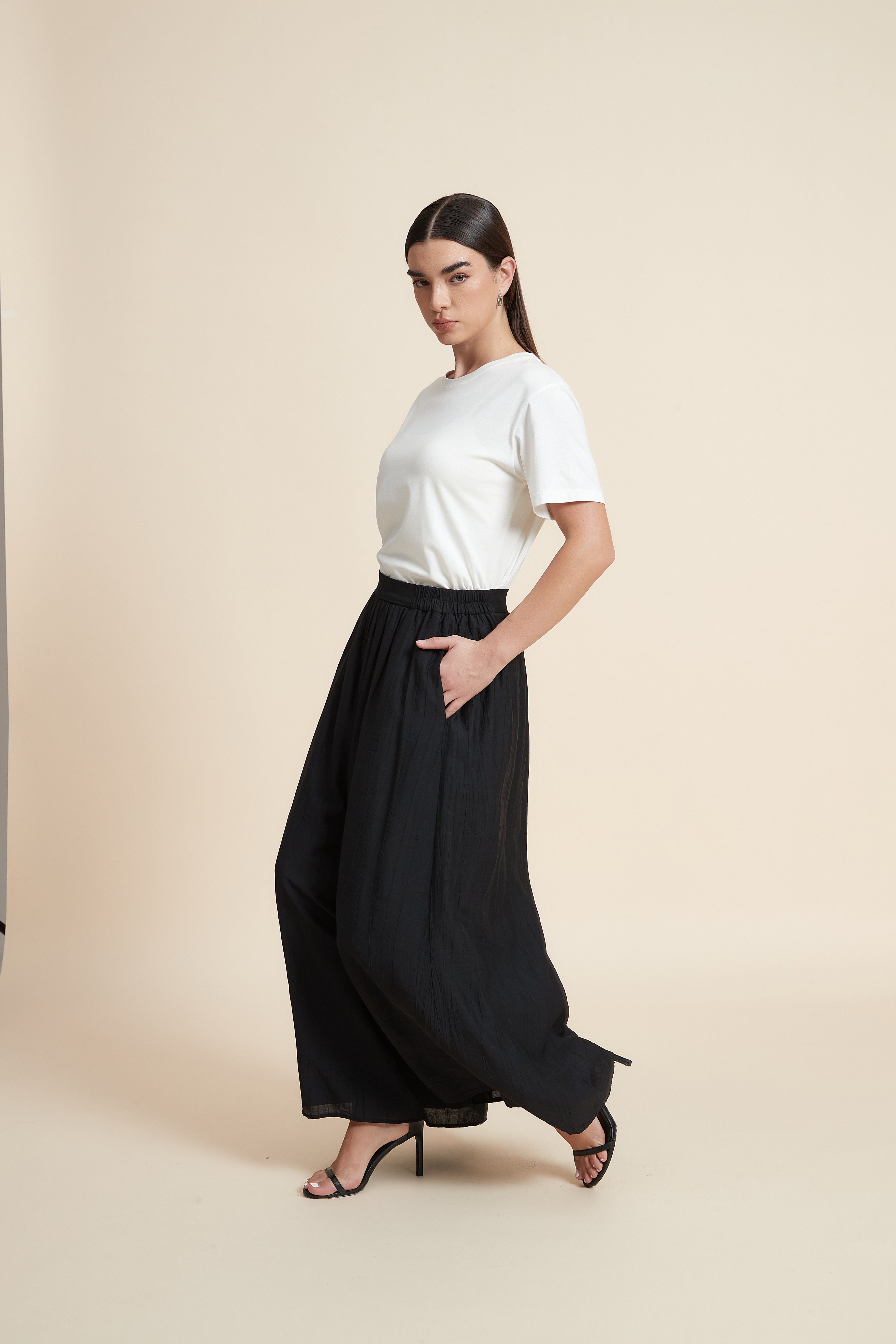 بنطلون طويل وايد ليج سادة