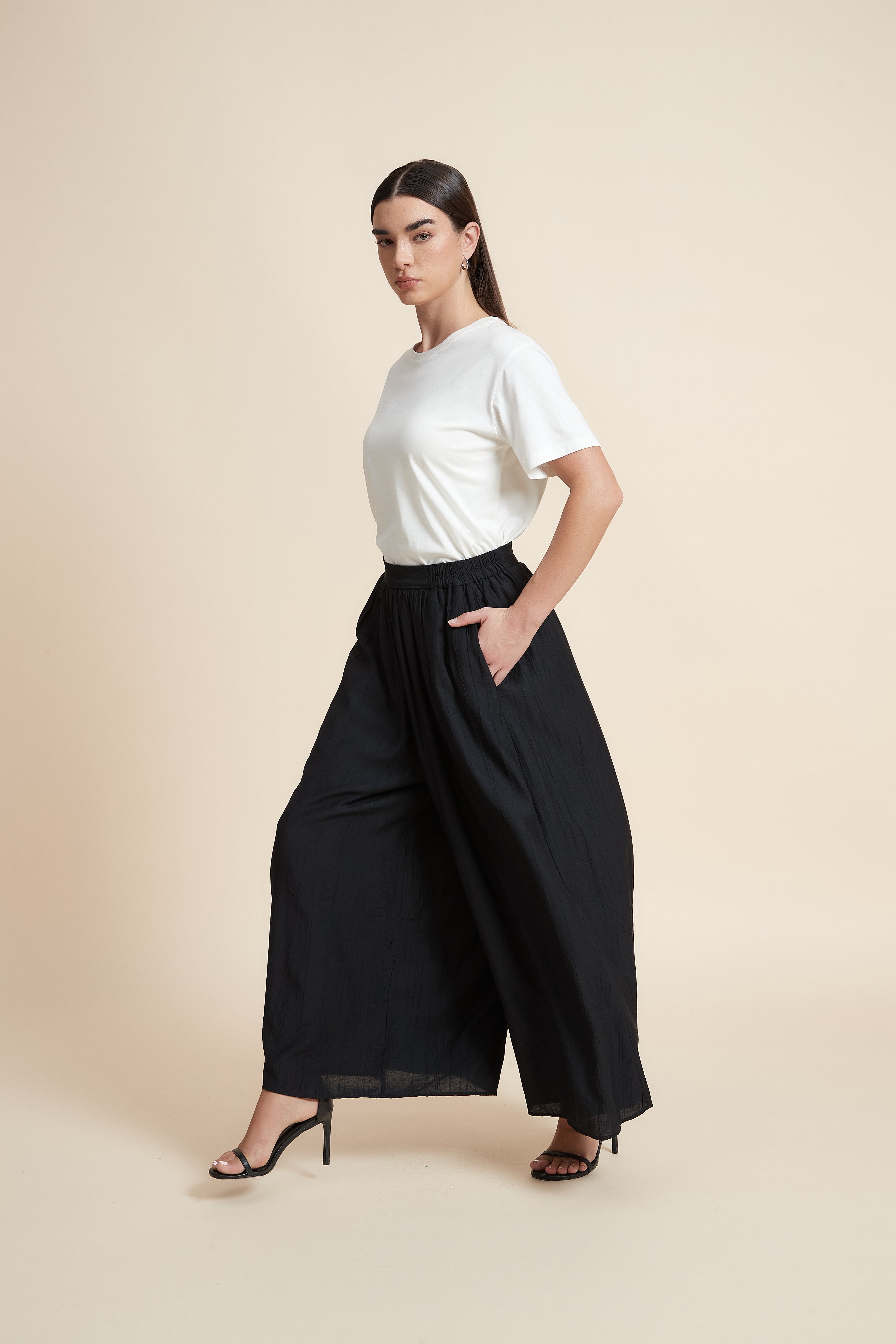 بنطلون طويل وايد ليج سادة