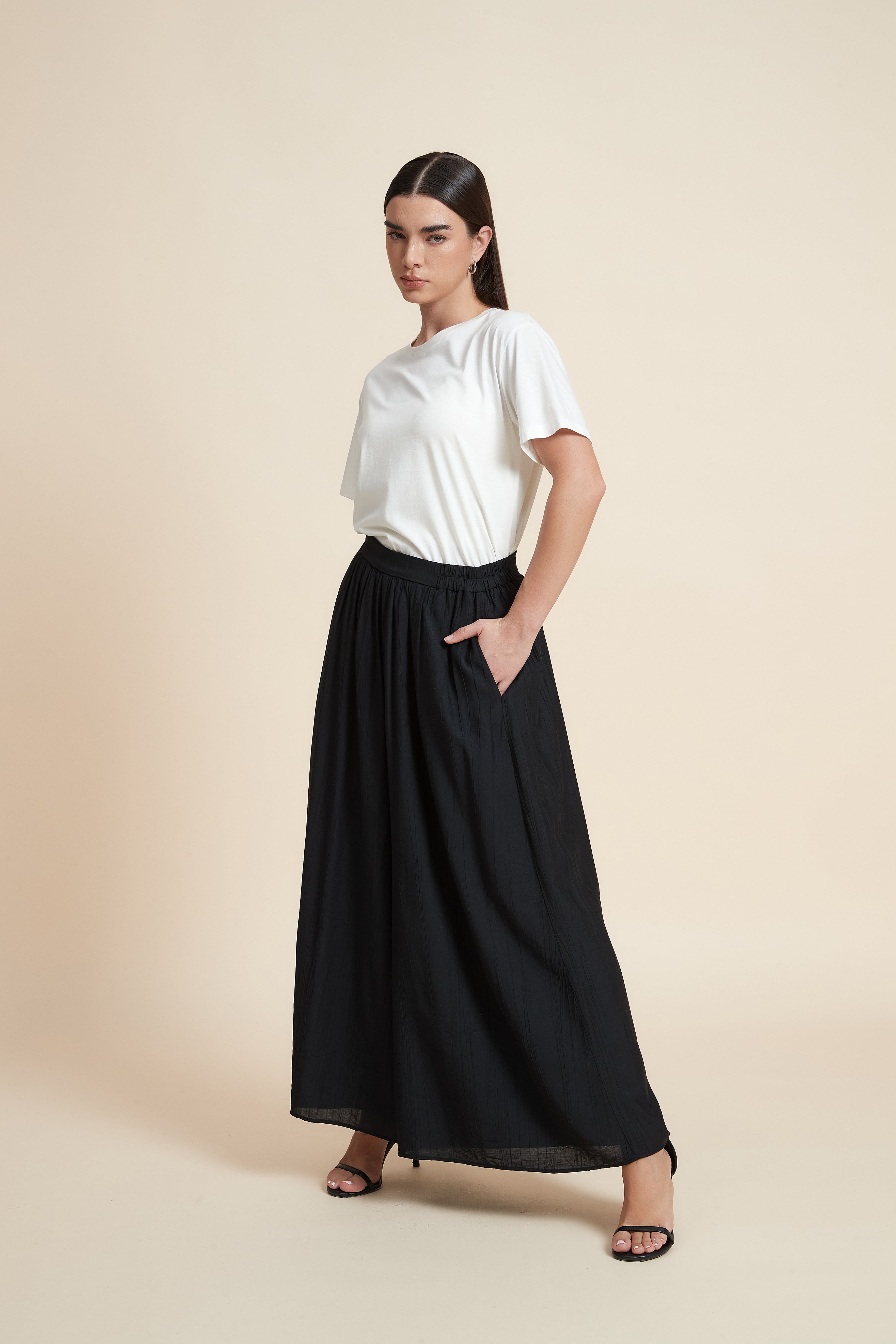 بنطلون طويل وايد ليج سادة