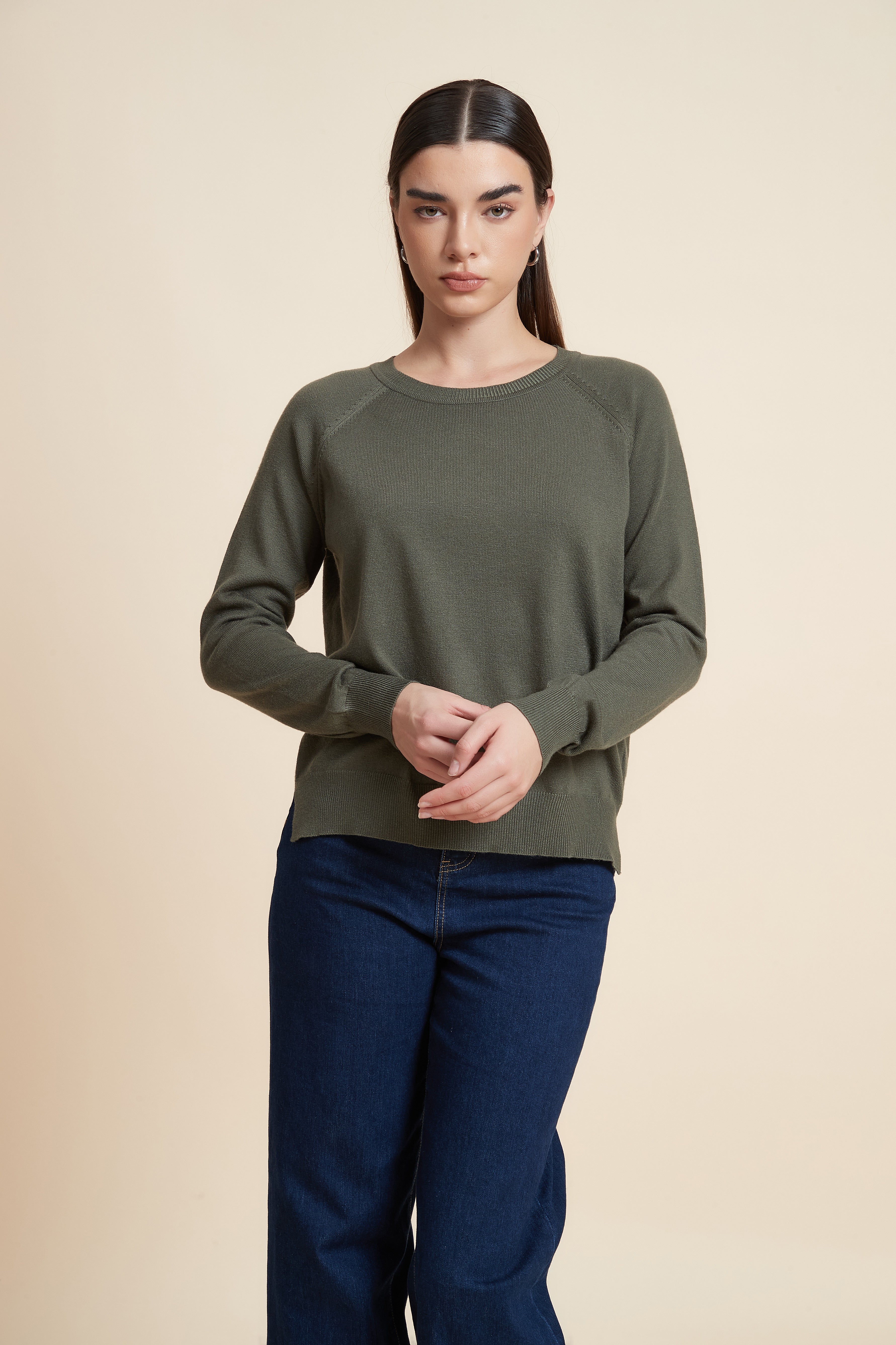 كنزة سادة بكم طويل