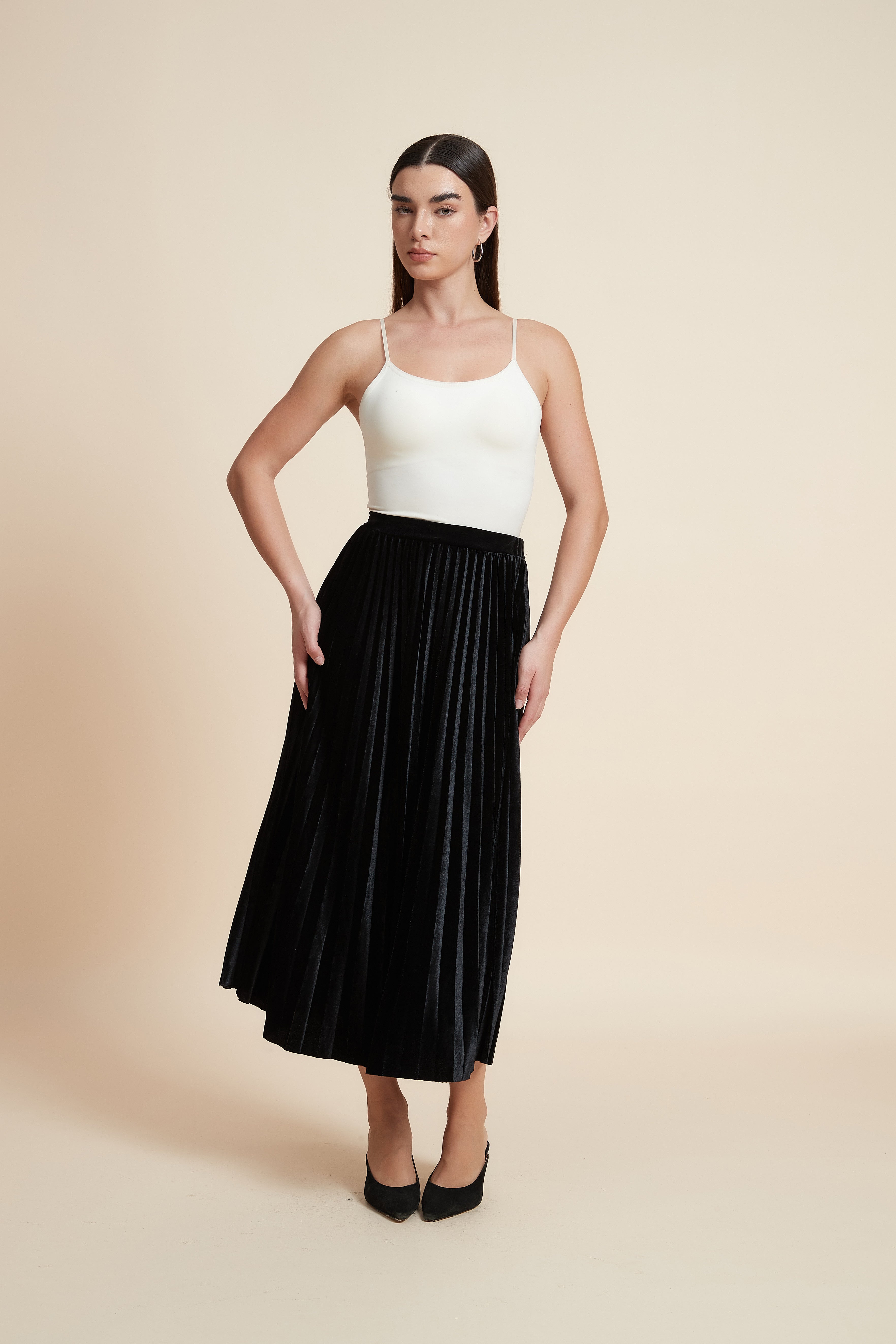 Pleated Midi Skirt
