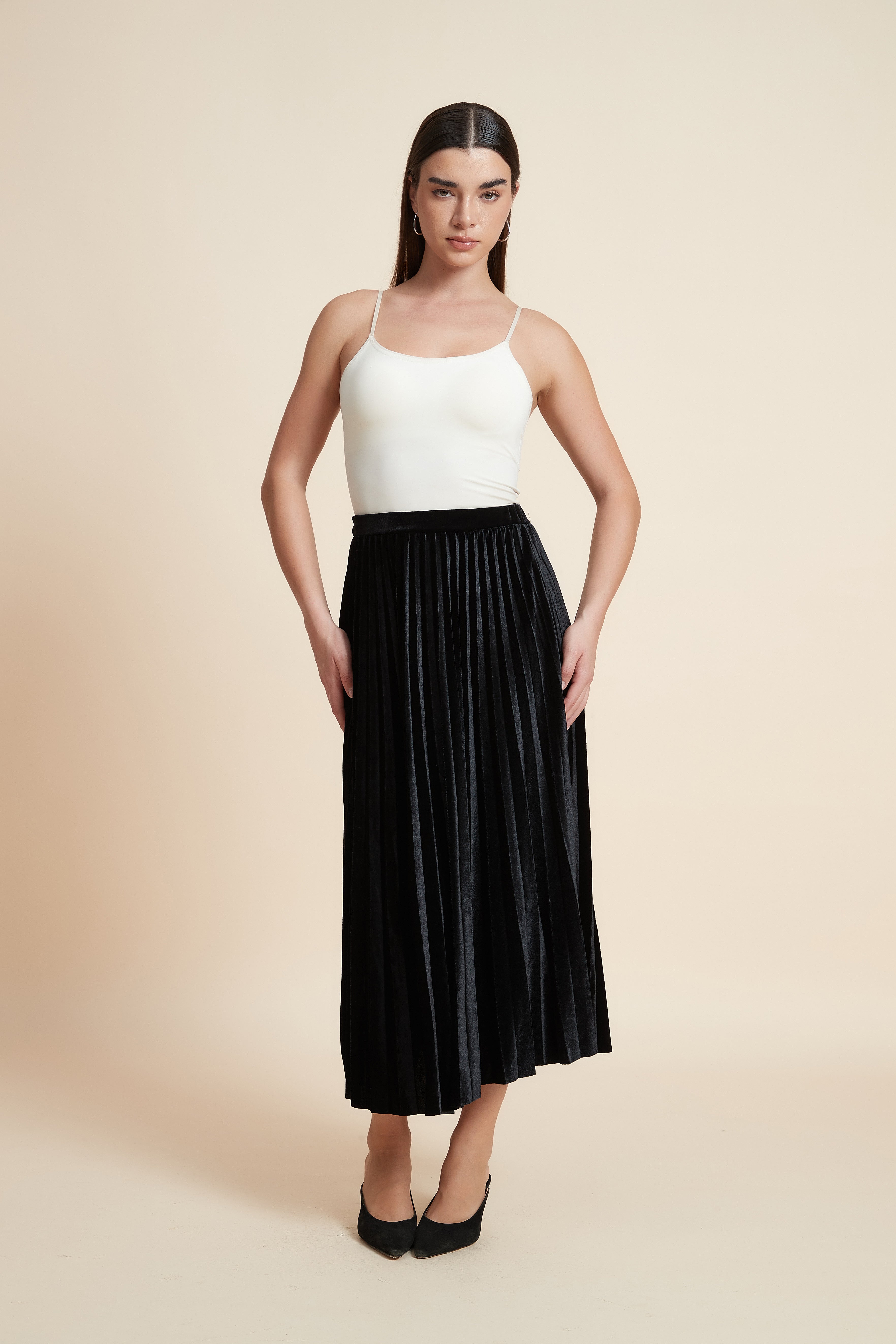 Pleated Midi Skirt