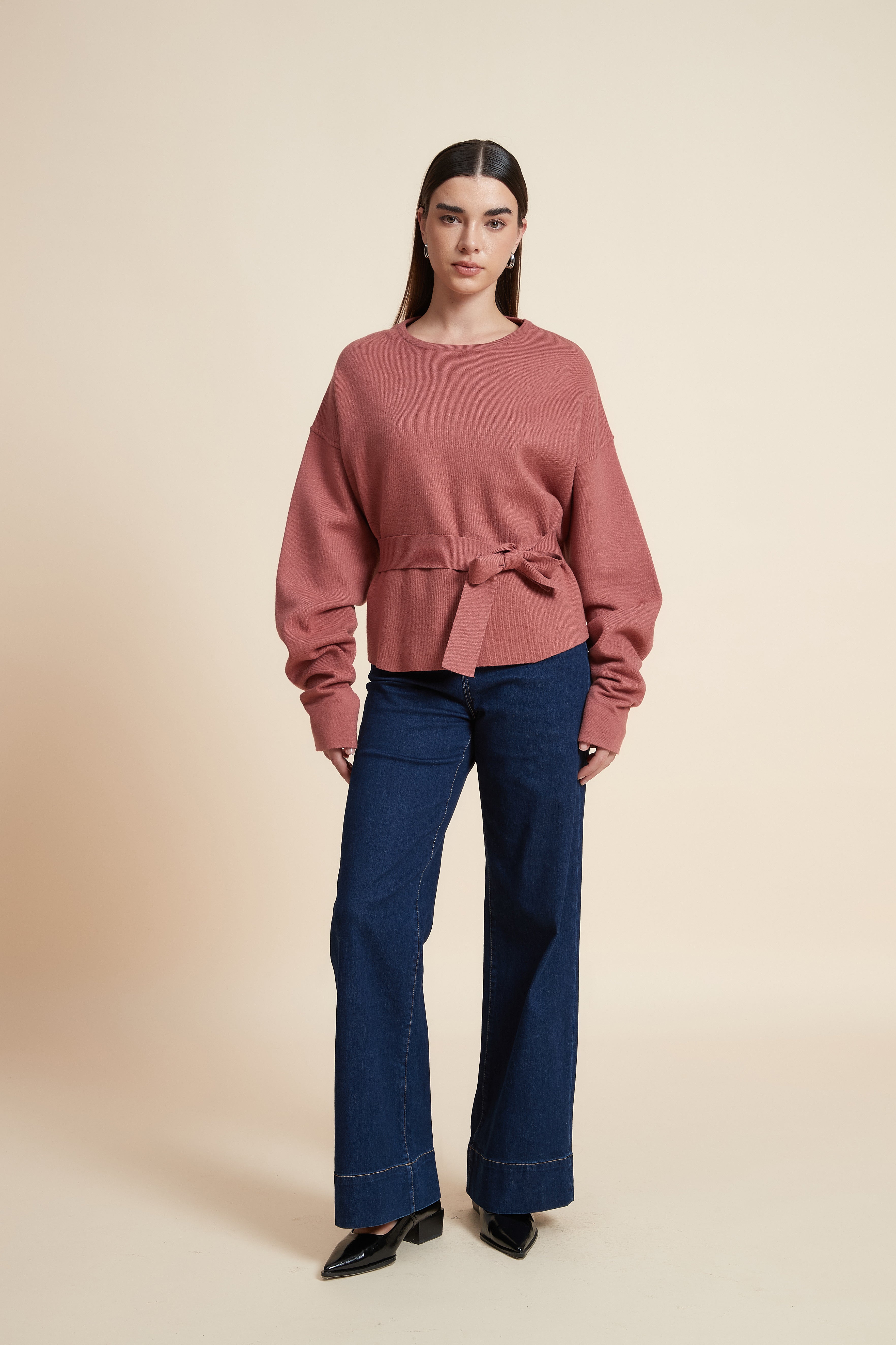 سويت شيرت سادة بكم طويل واسع