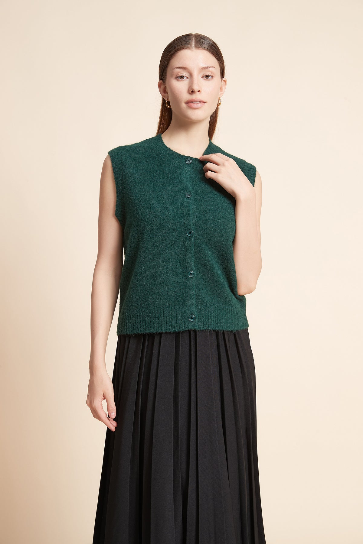 Sleeveless Top With Front Buttons