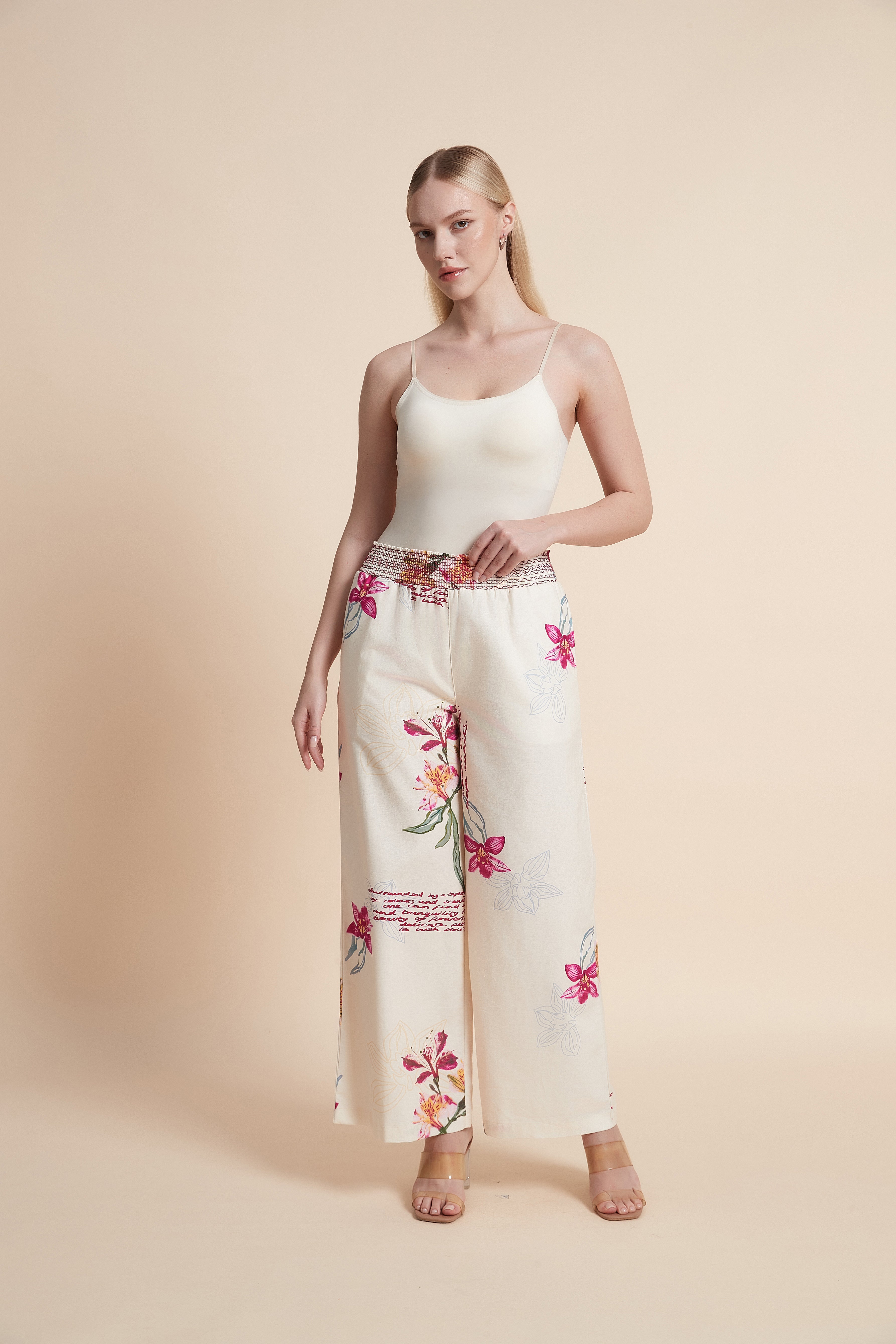 Wide-Leg Floral Trousers
