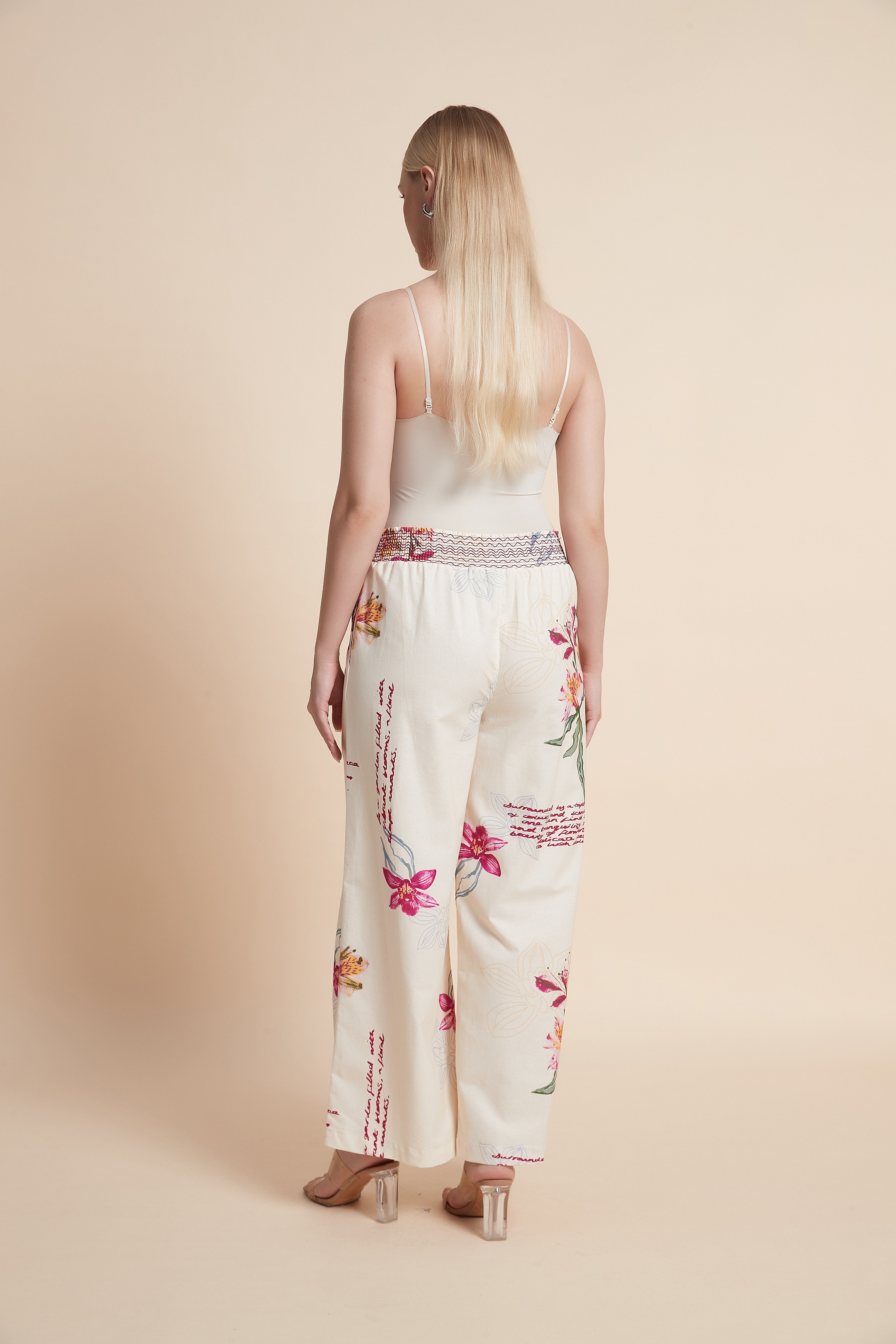 Wide-Leg Floral Trousers