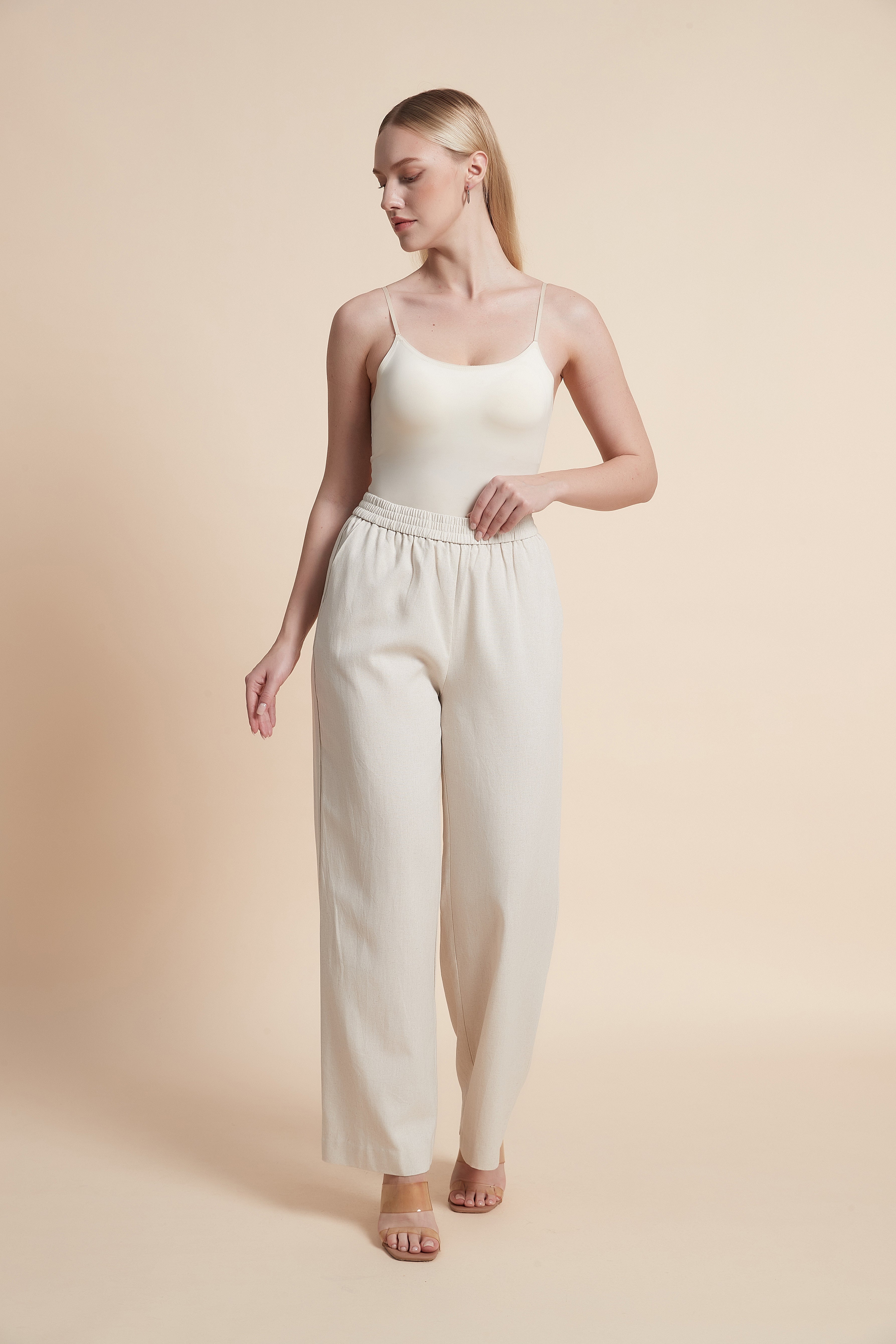 Plain Wide-Leg Trousers