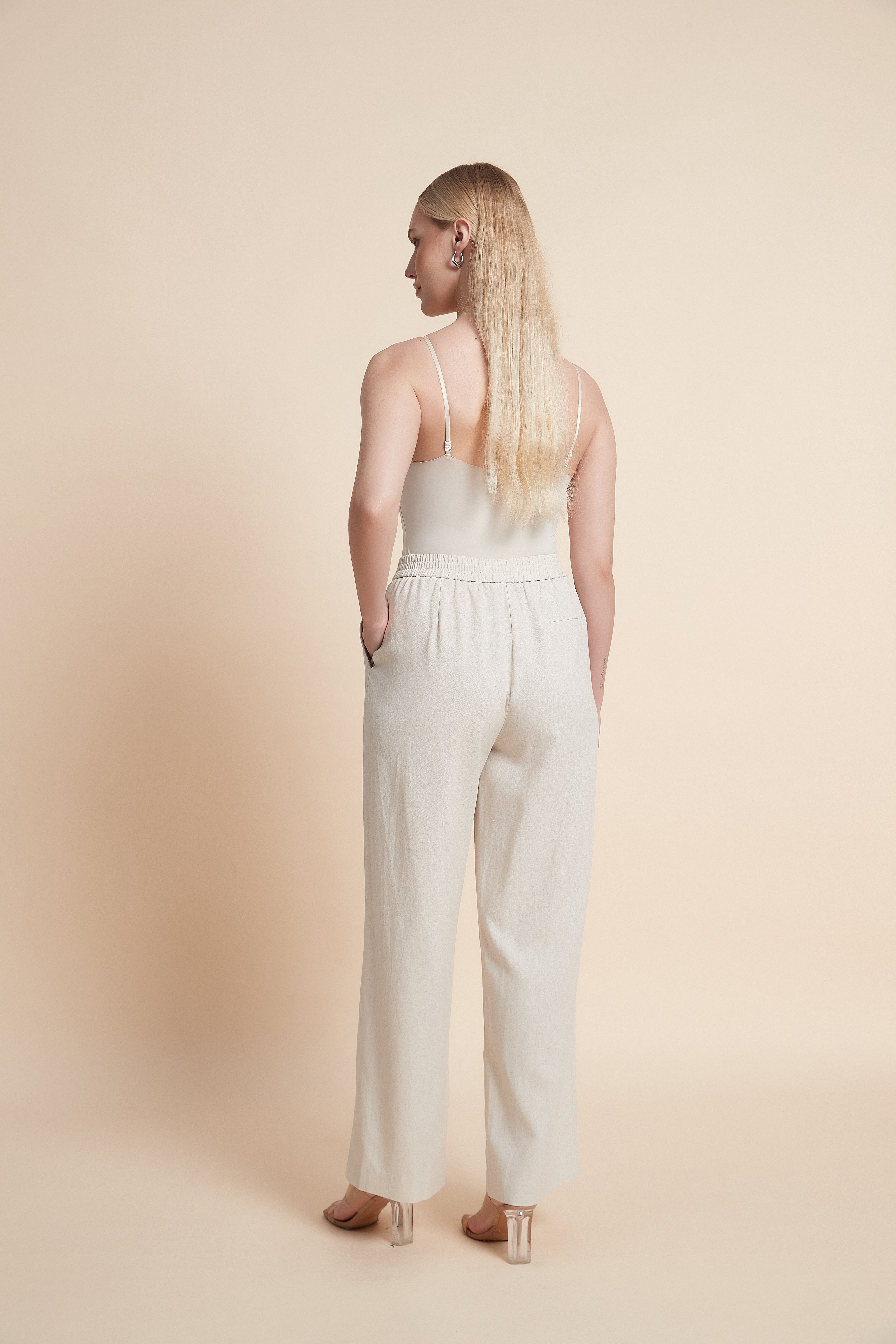 Plain Wide-Leg Trousers