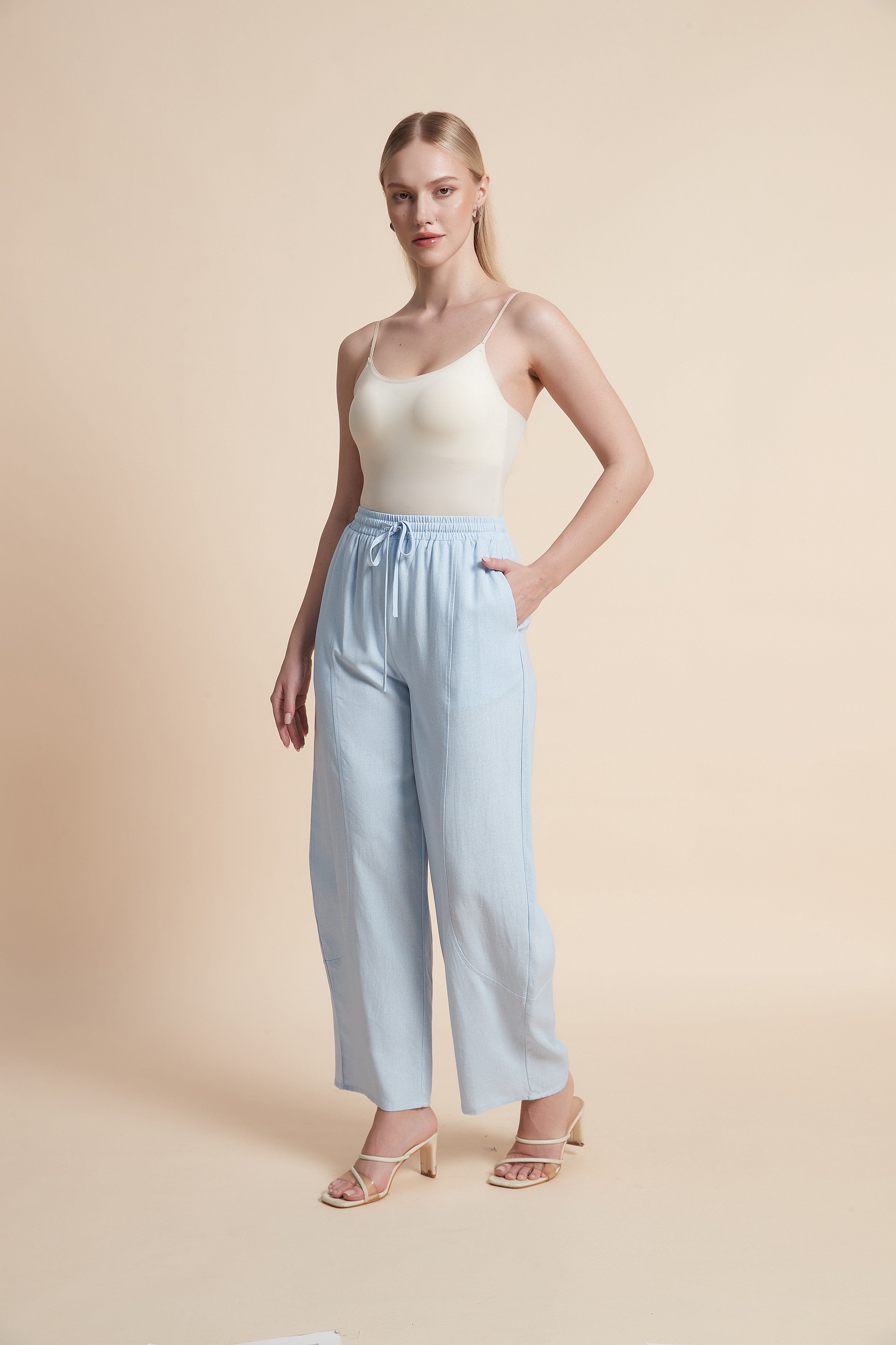 Long Straight Pants with Drawstring
