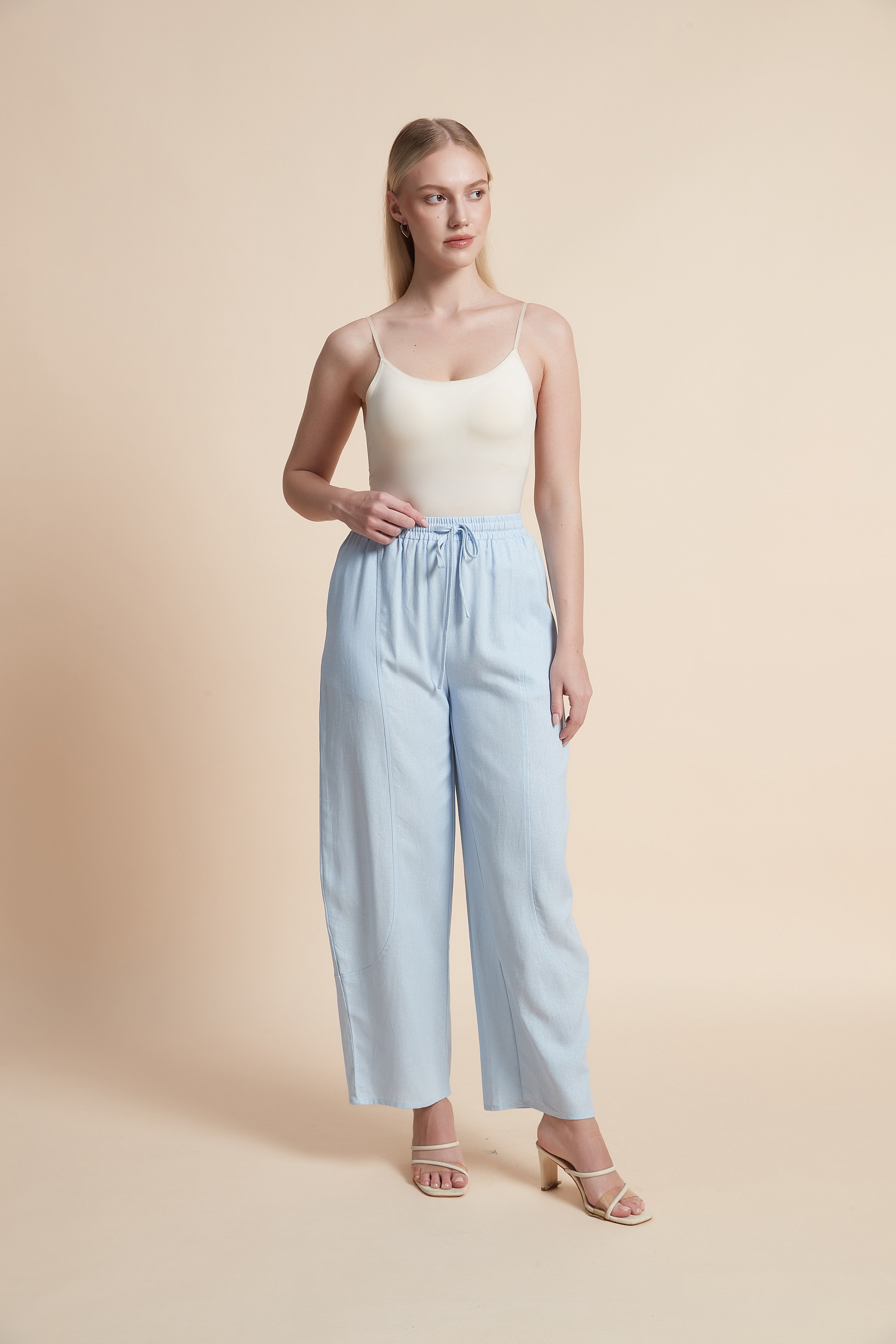 Long Straight Pants with Drawstring