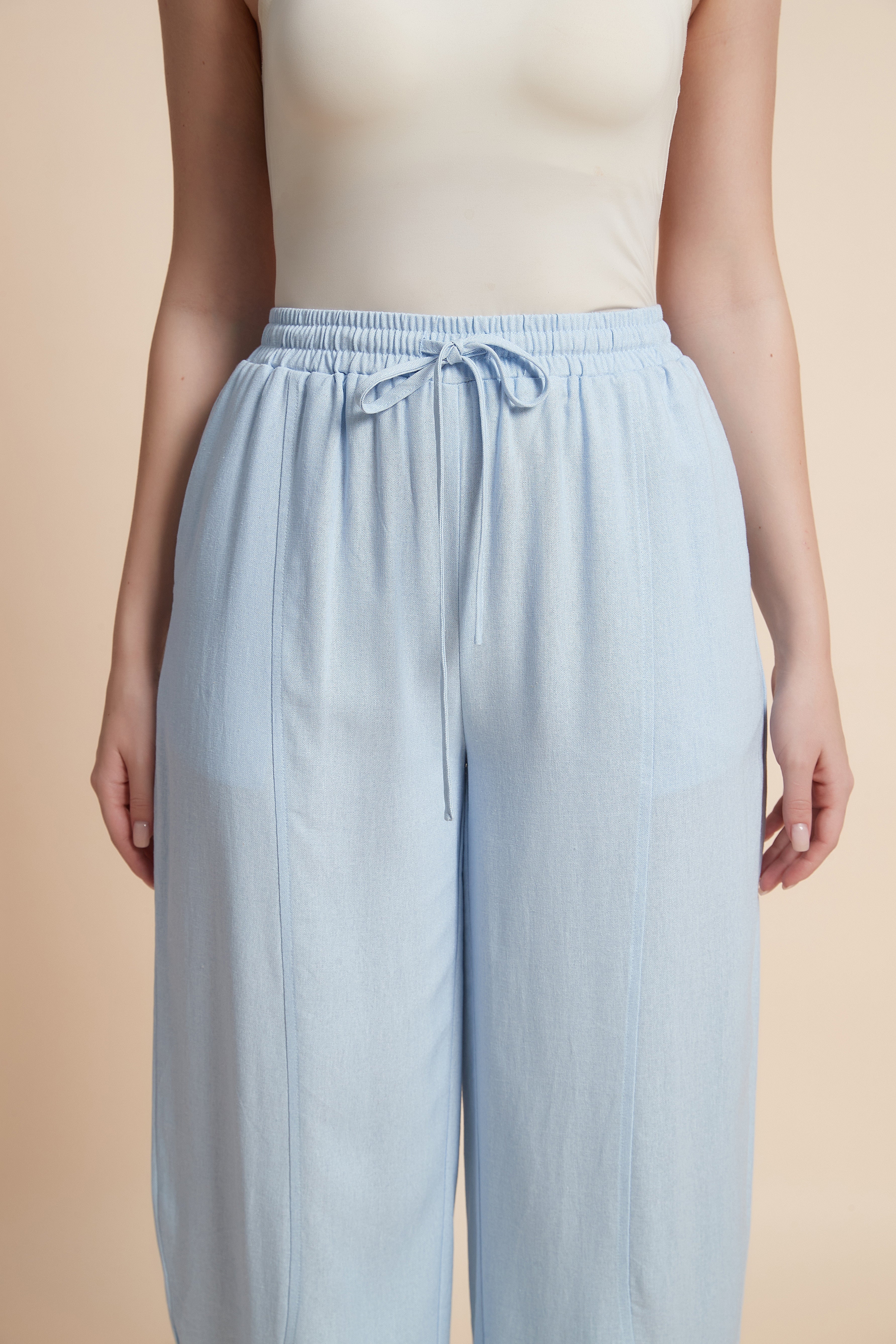 Long Straight Pants with Drawstring