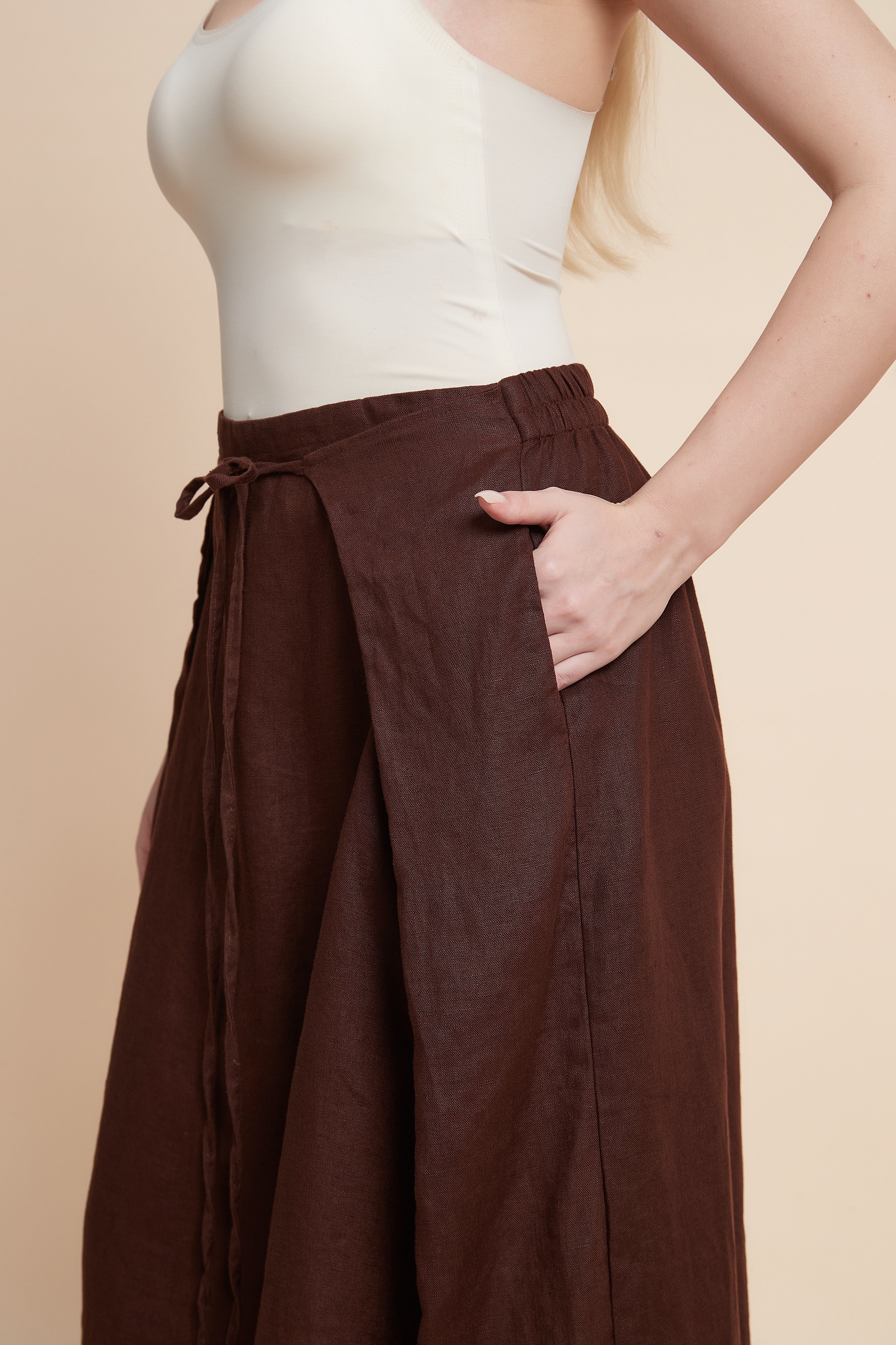 Plain Wide Midi Skirt