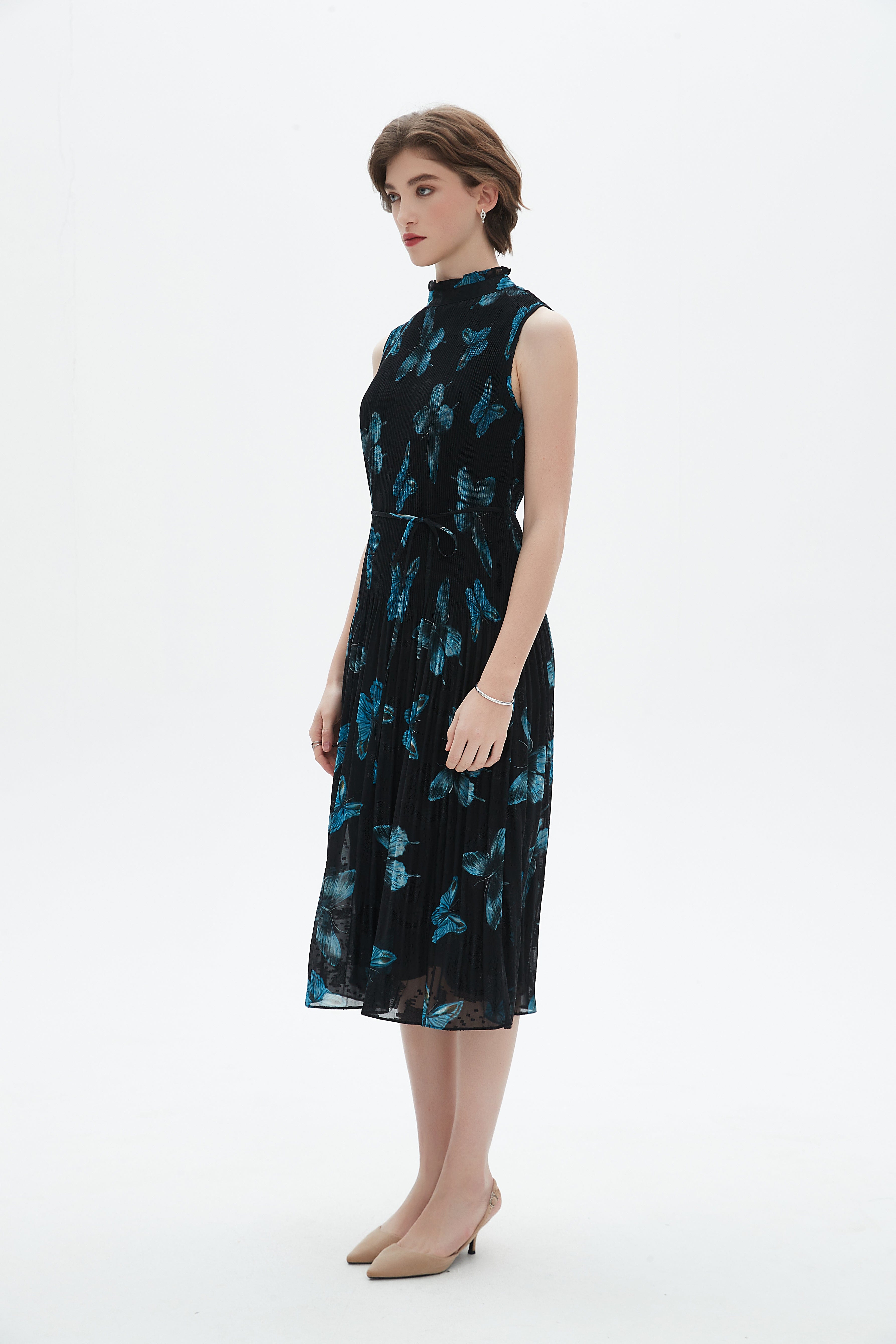Ruffled Sleeveless Midi Dress