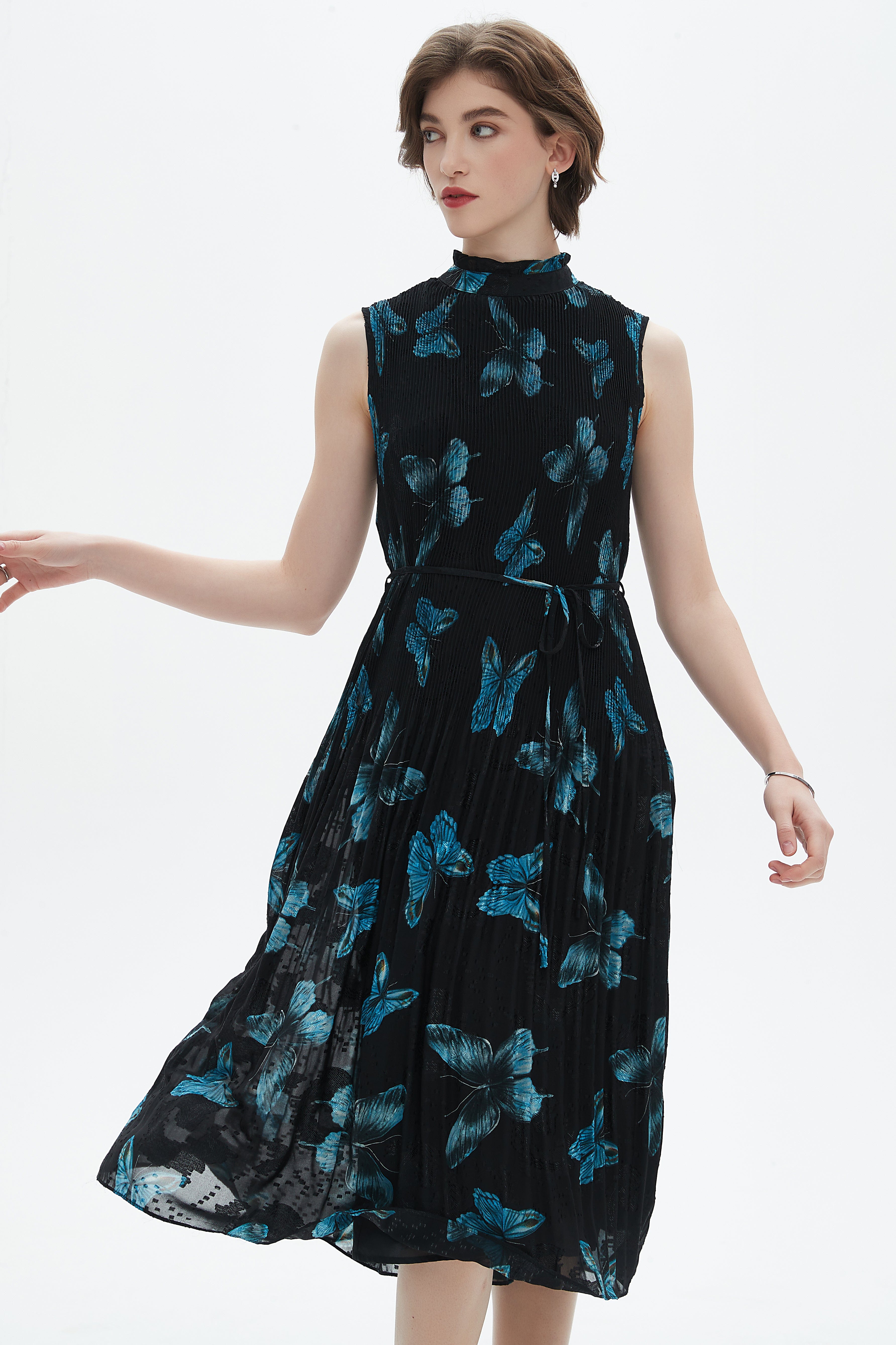 Ruffled Sleeveless Midi Dress