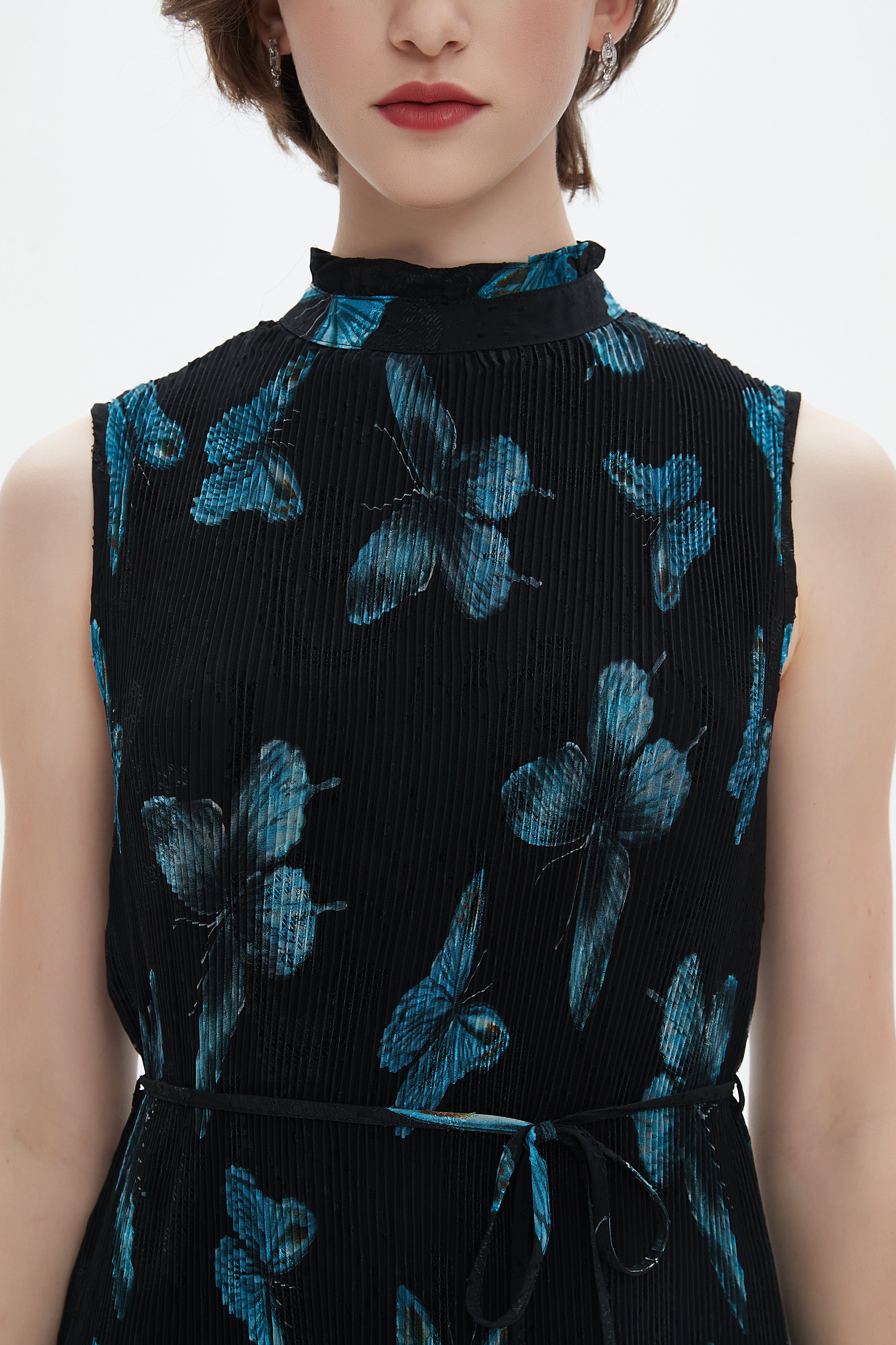 Ruffled Sleeveless Midi Dress