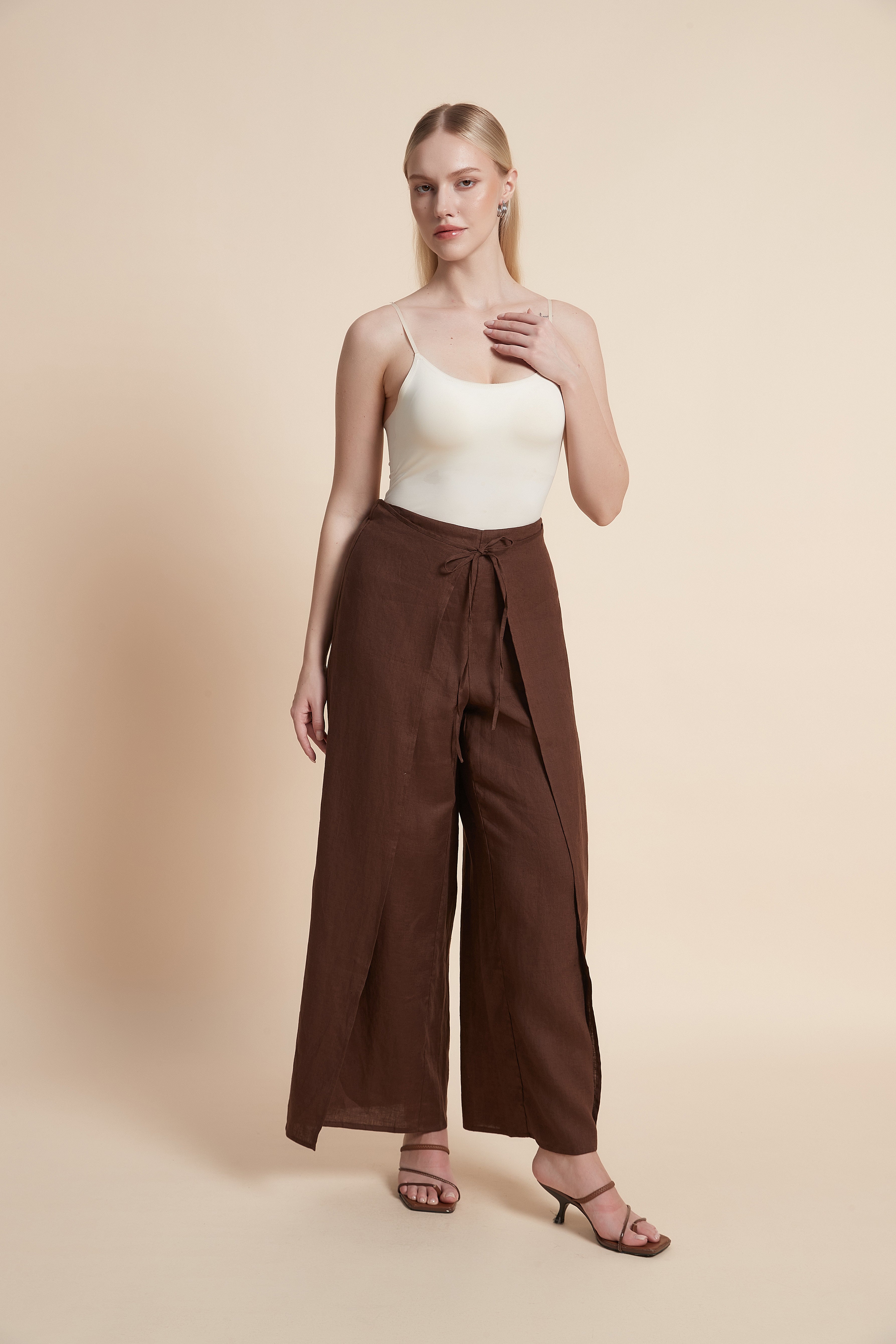 Plain 3/4-Sleeve Patterned Midi Blouse