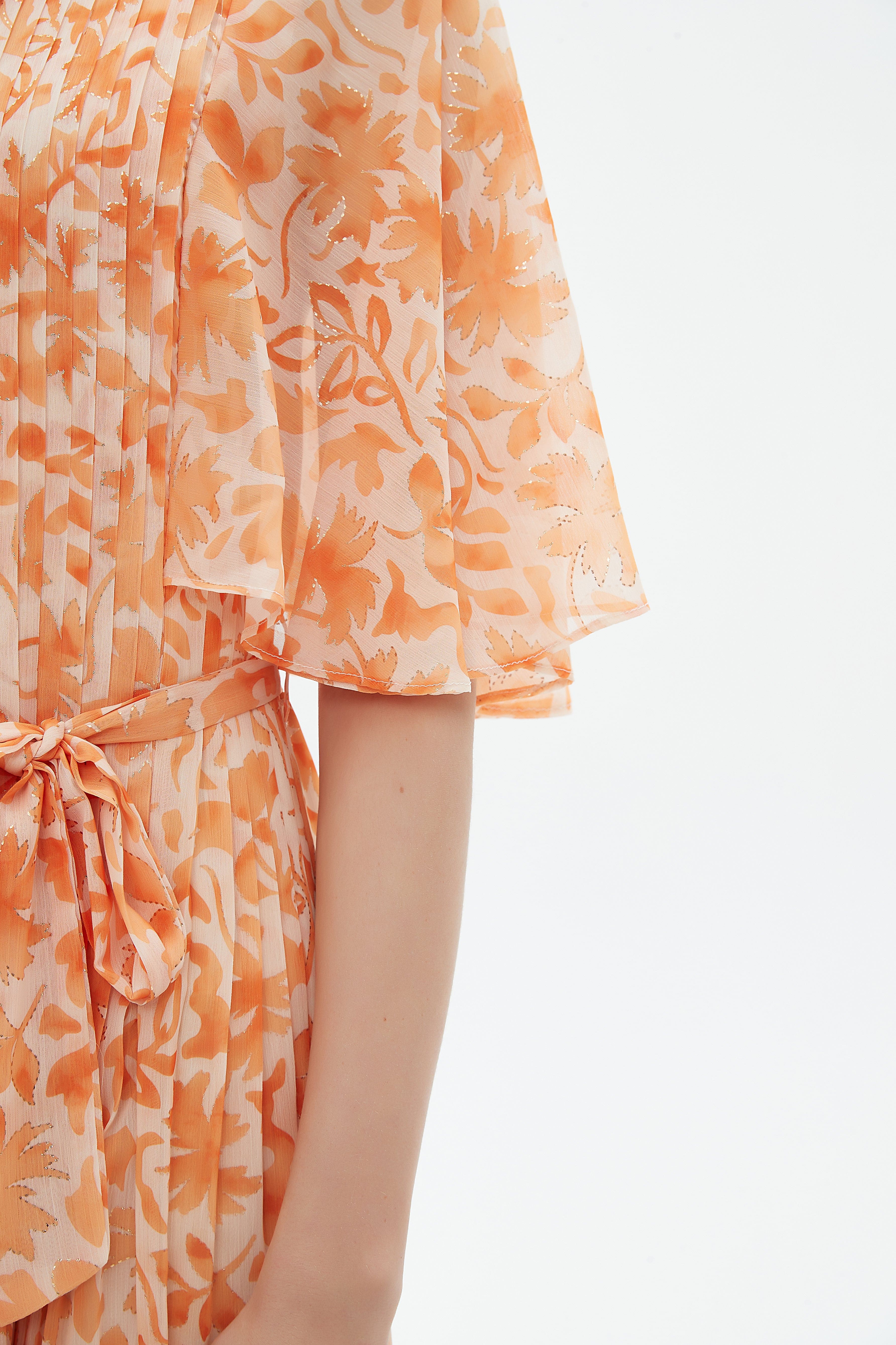 Patterned Maxi Dress With Short Sleeves