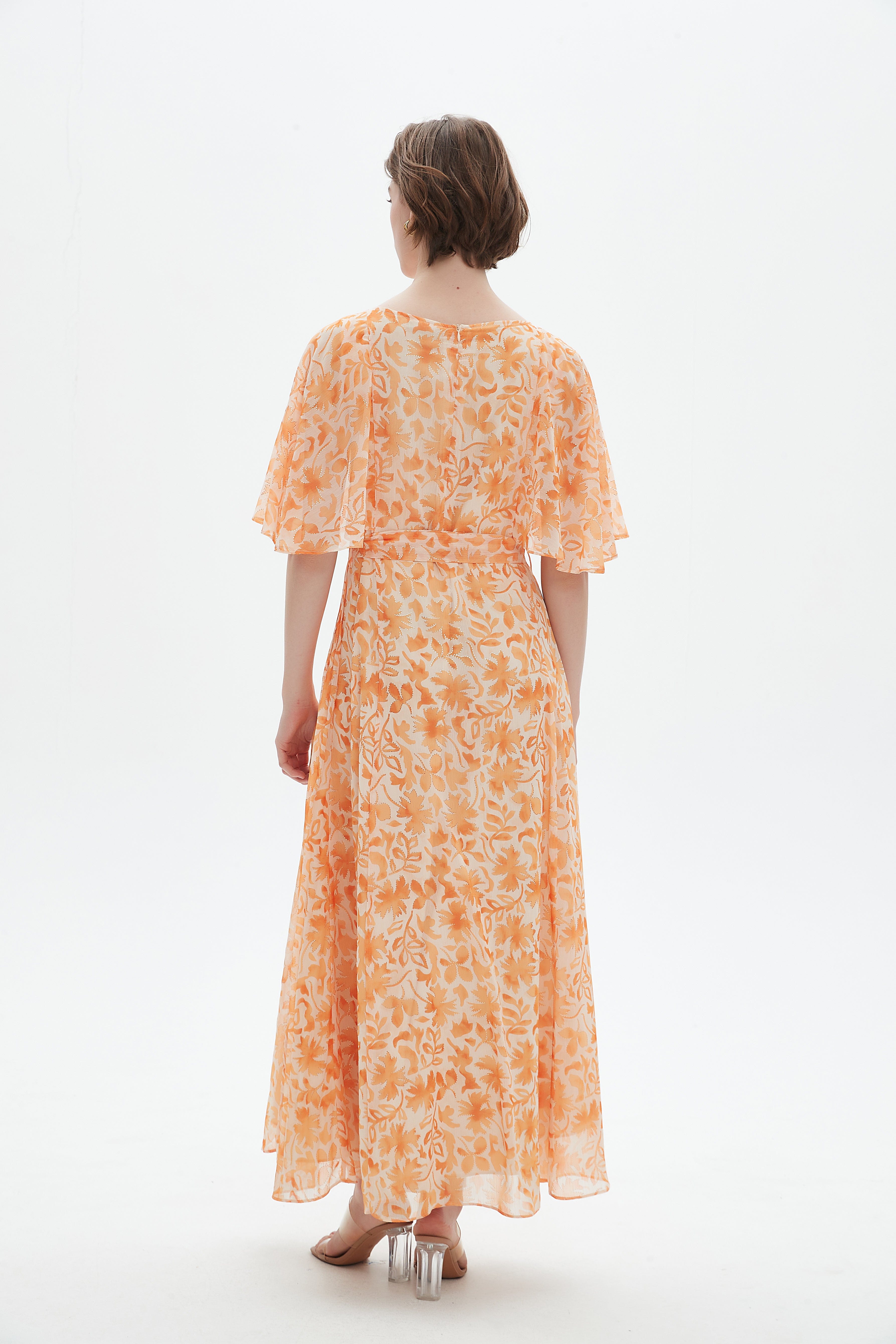 Patterned Maxi Dress With Short Sleeves