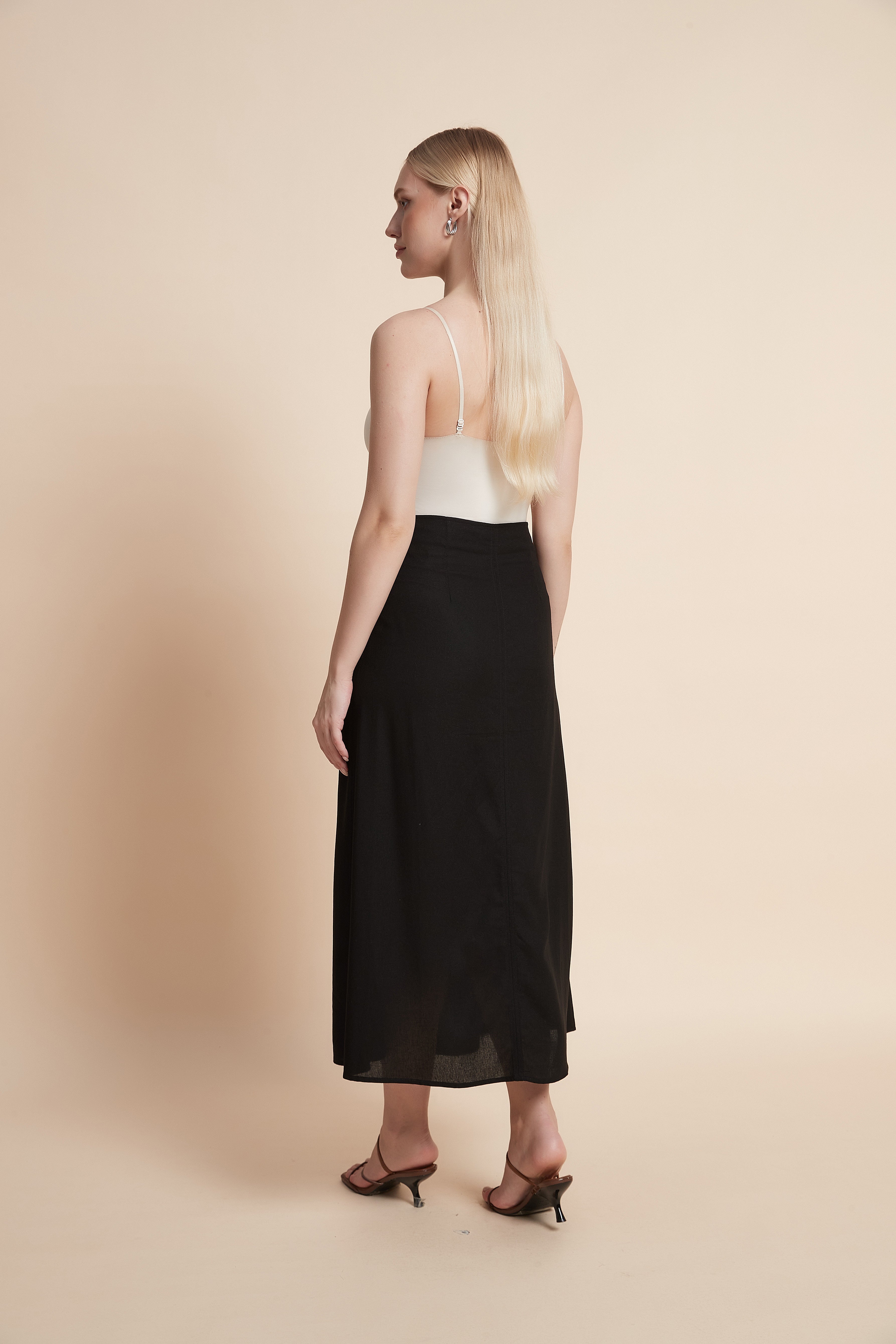 Plain Wide Midi Skirt