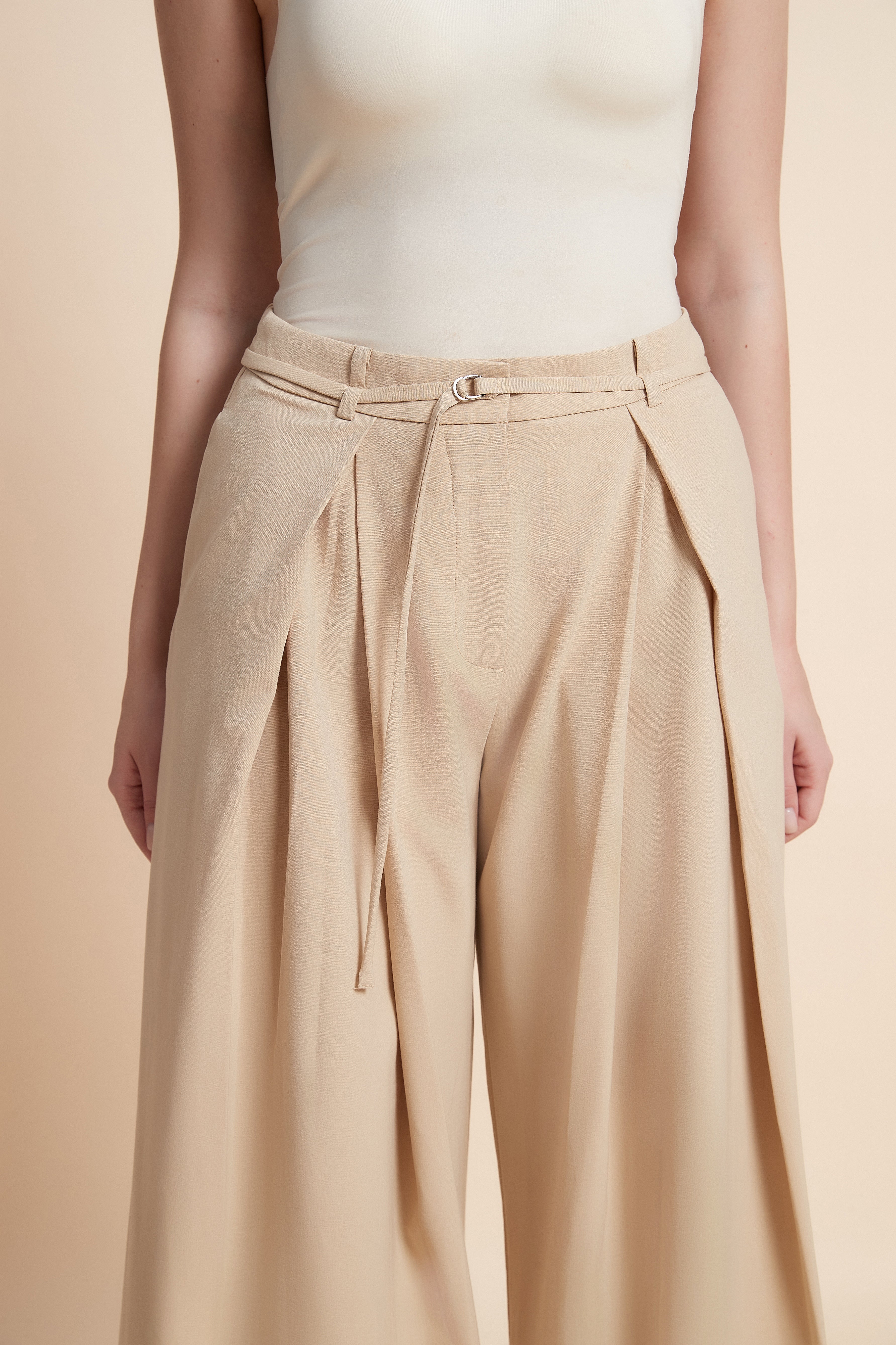Plain Wide-Leg Trousers