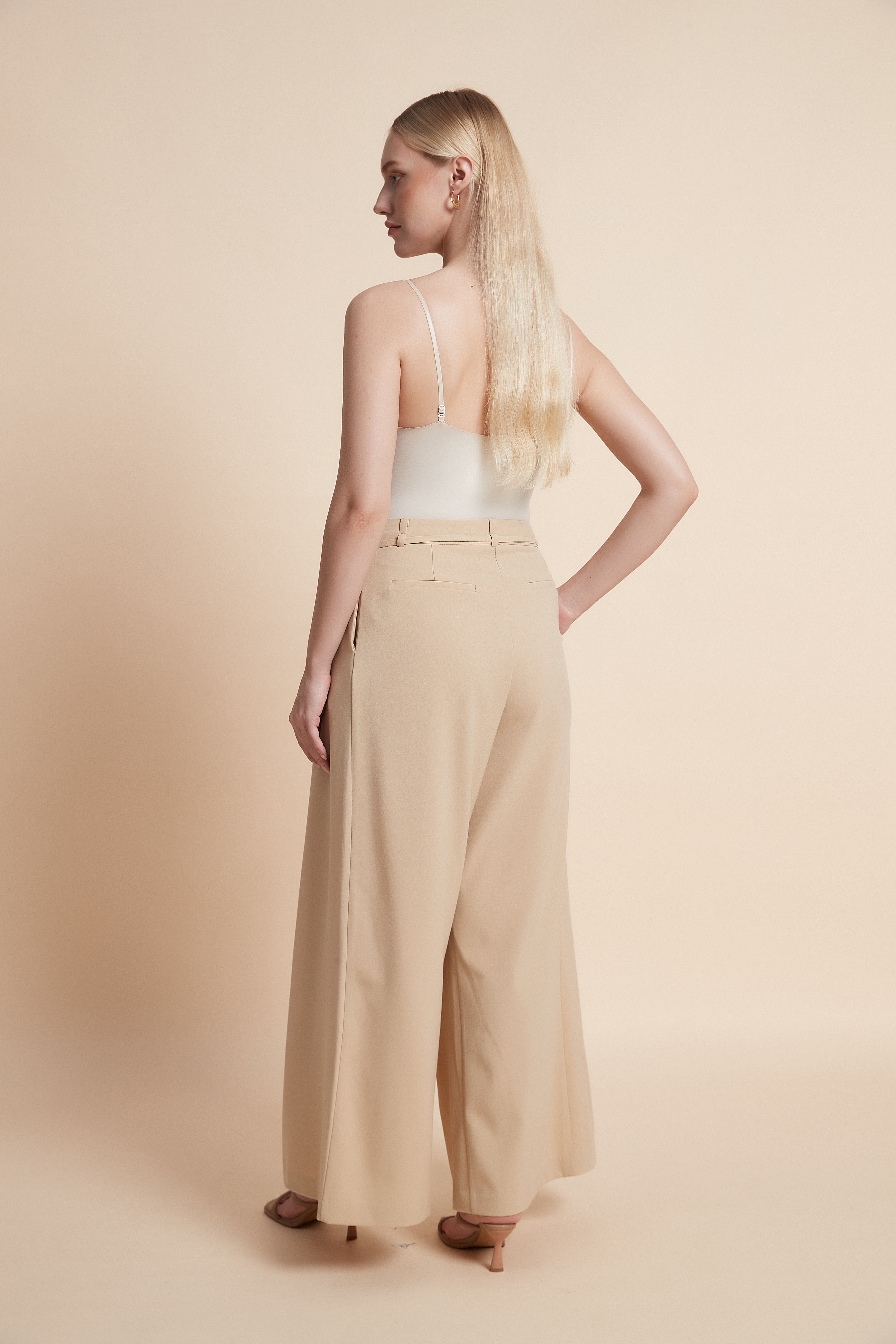 Plain Wide-Leg Trousers