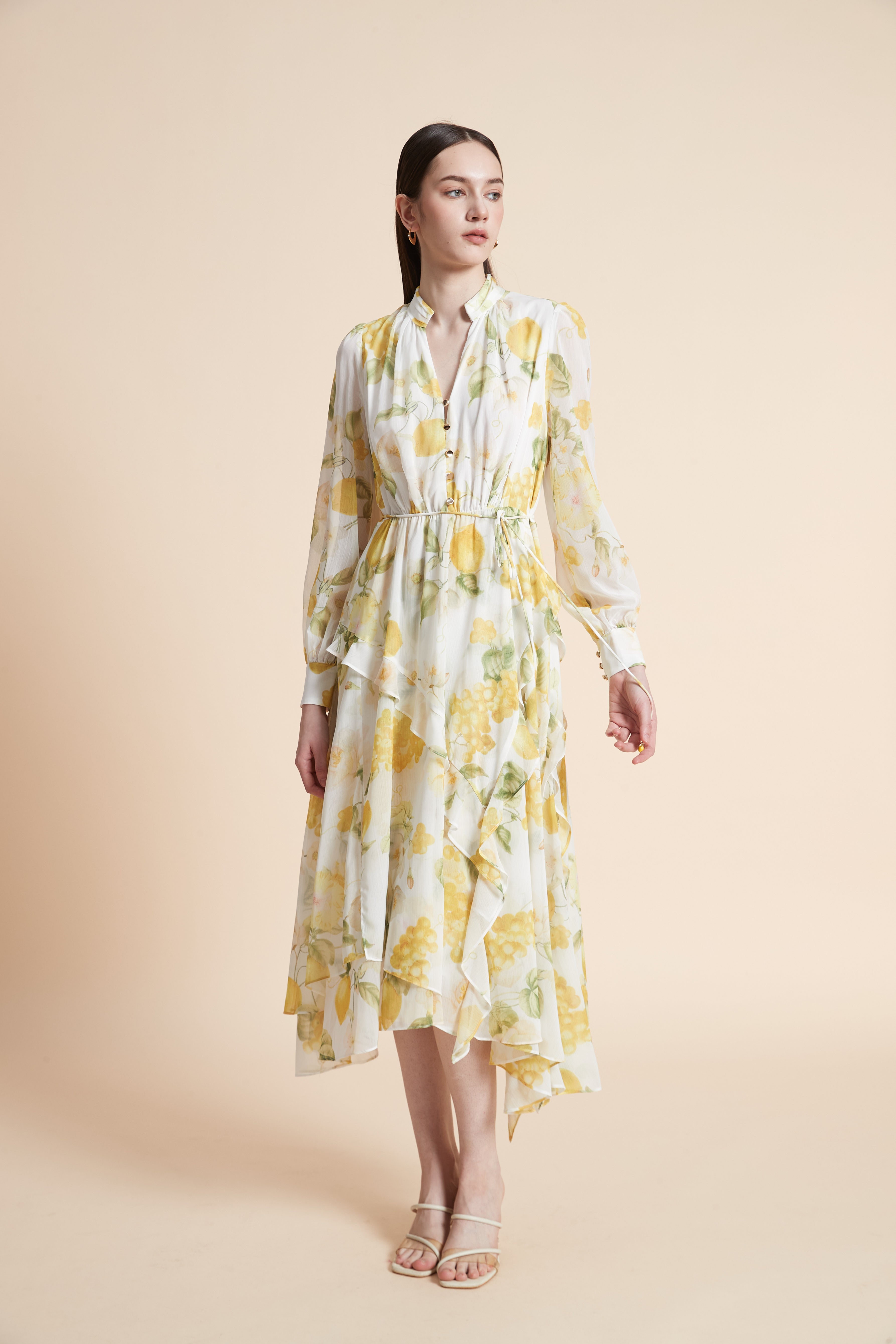 Floral Midi Dress with Long Sleeves